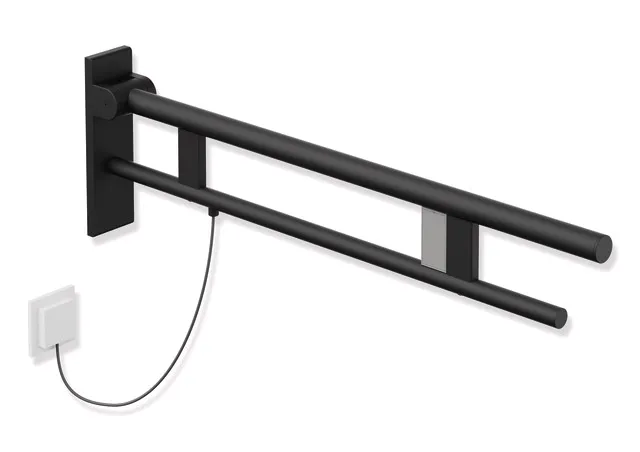 HEWI Stützklappgriff Duo System 900, Edelstahl, schwarz