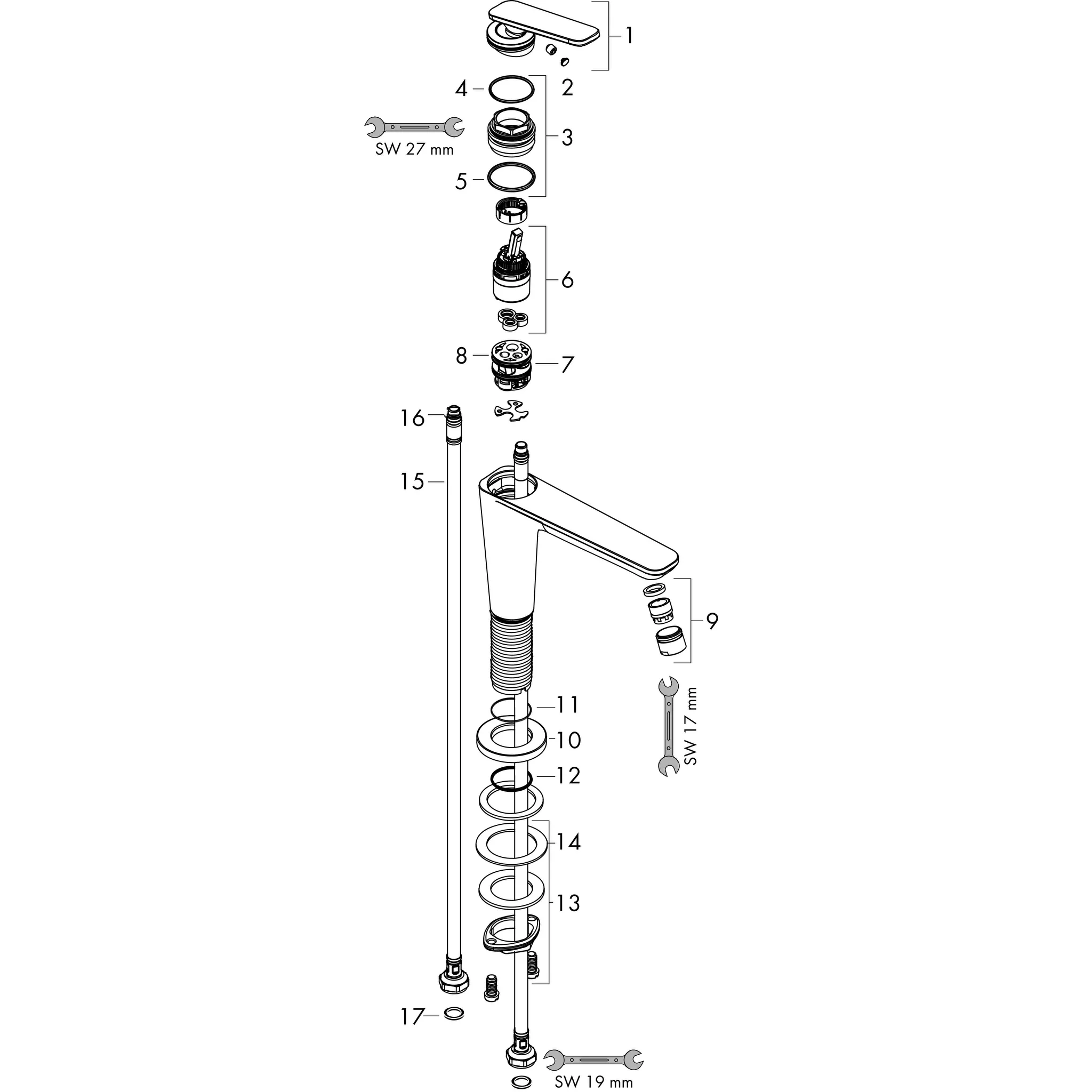 Einhand-Waschtischarmatur „Axor Citterio C“ Ausladung 128 mm in Chrom