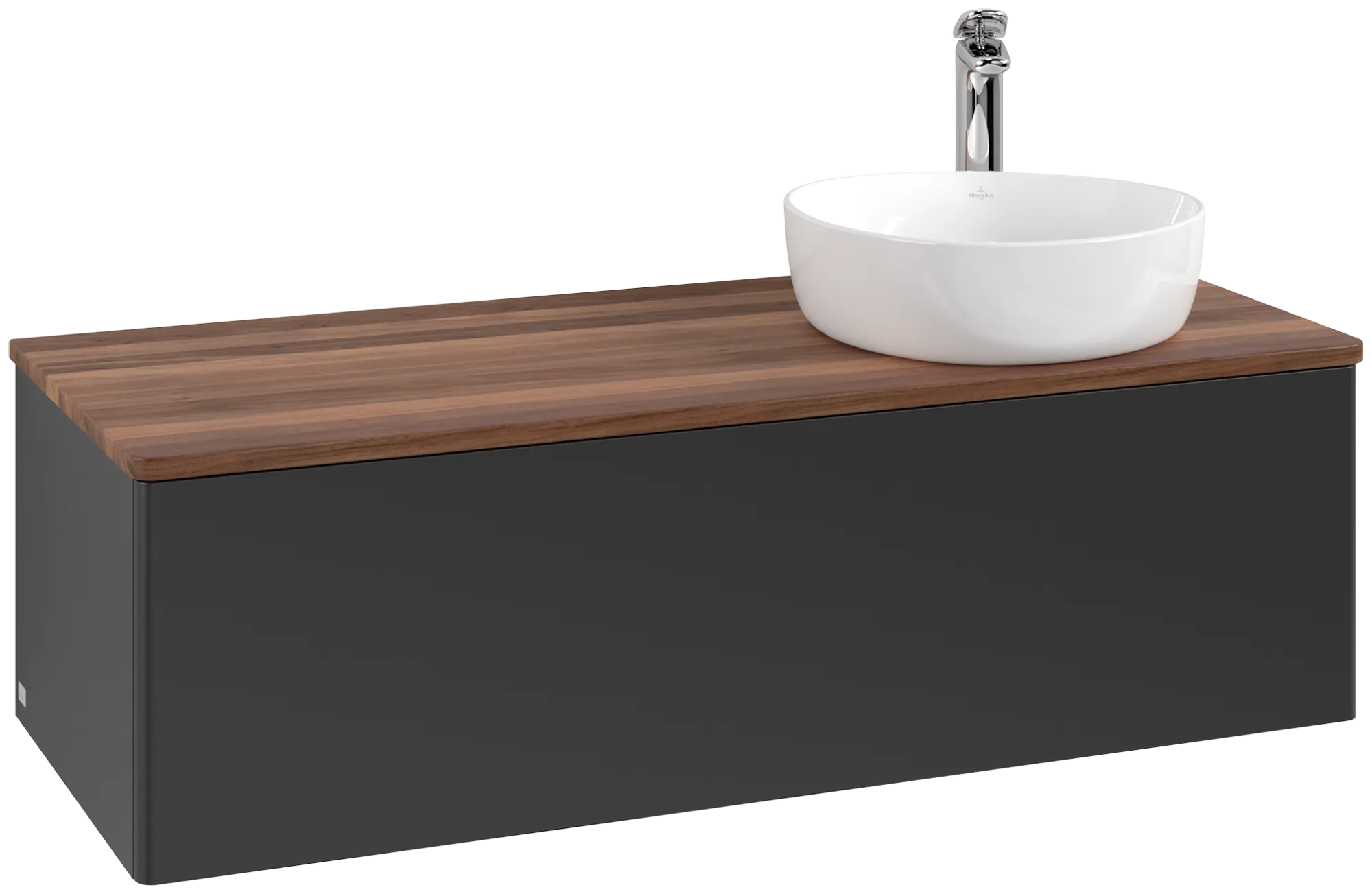 Villeroy & Boch Antao Waschbeckenunterschrank K34_5, 1200x360x500 mm, Black Matt Lacquer / Warm Walnut