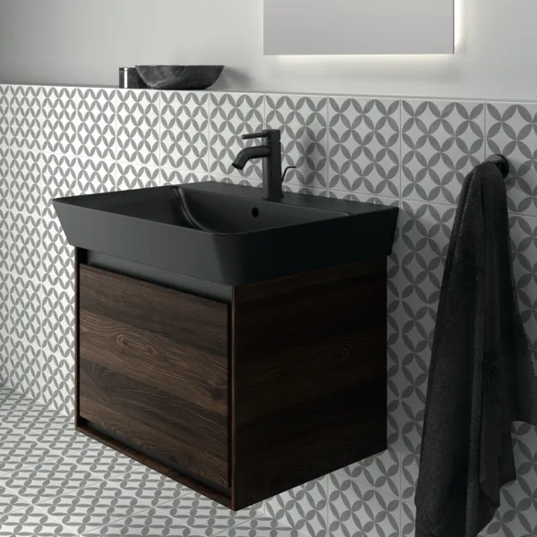 Waschbecken „ConnectAir“ 60 × 46 × 16 cm, Hahnlochposition mittig in Schwarz Matt Waschbecken „ConnectAir“ 60 × 46 × 16 cm, Hahnlochposition mittig in Schwarz Matt