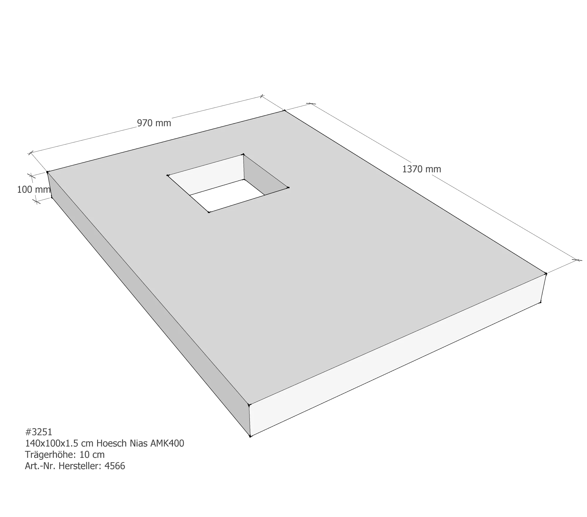 Duschwannenträger passend für Hoesch Nias 140 × 100 × 1,5 cm Duschwannenträger passend für Hoesch Nias 140 × 100 × 1,5 cm