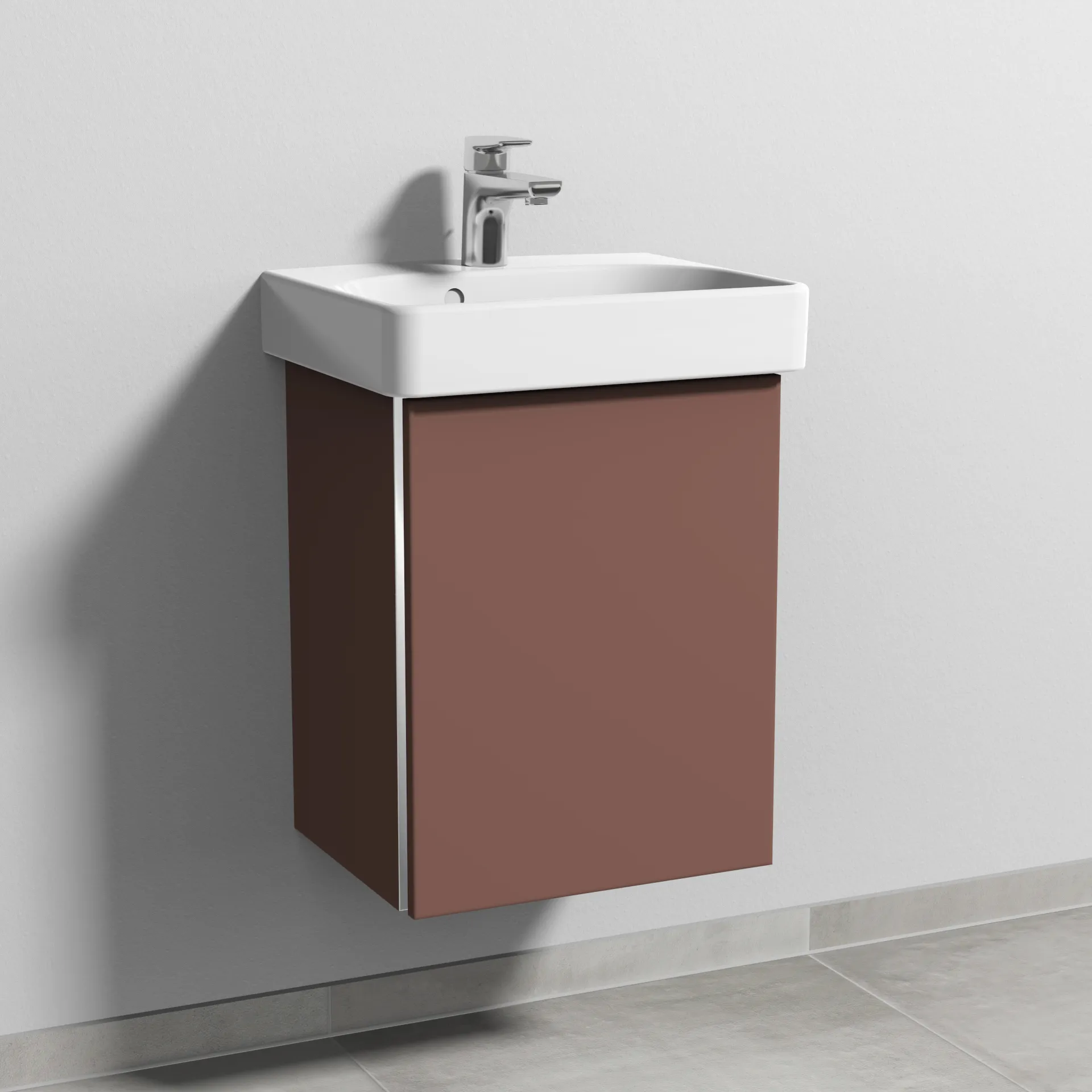 Sanipa Waschtischunterschrank „3way“ passend zu Keramik-Waschtische Smyle Square von Geberit 400 × 523 × 332 mm in Wine-Red, Anschlag rechts