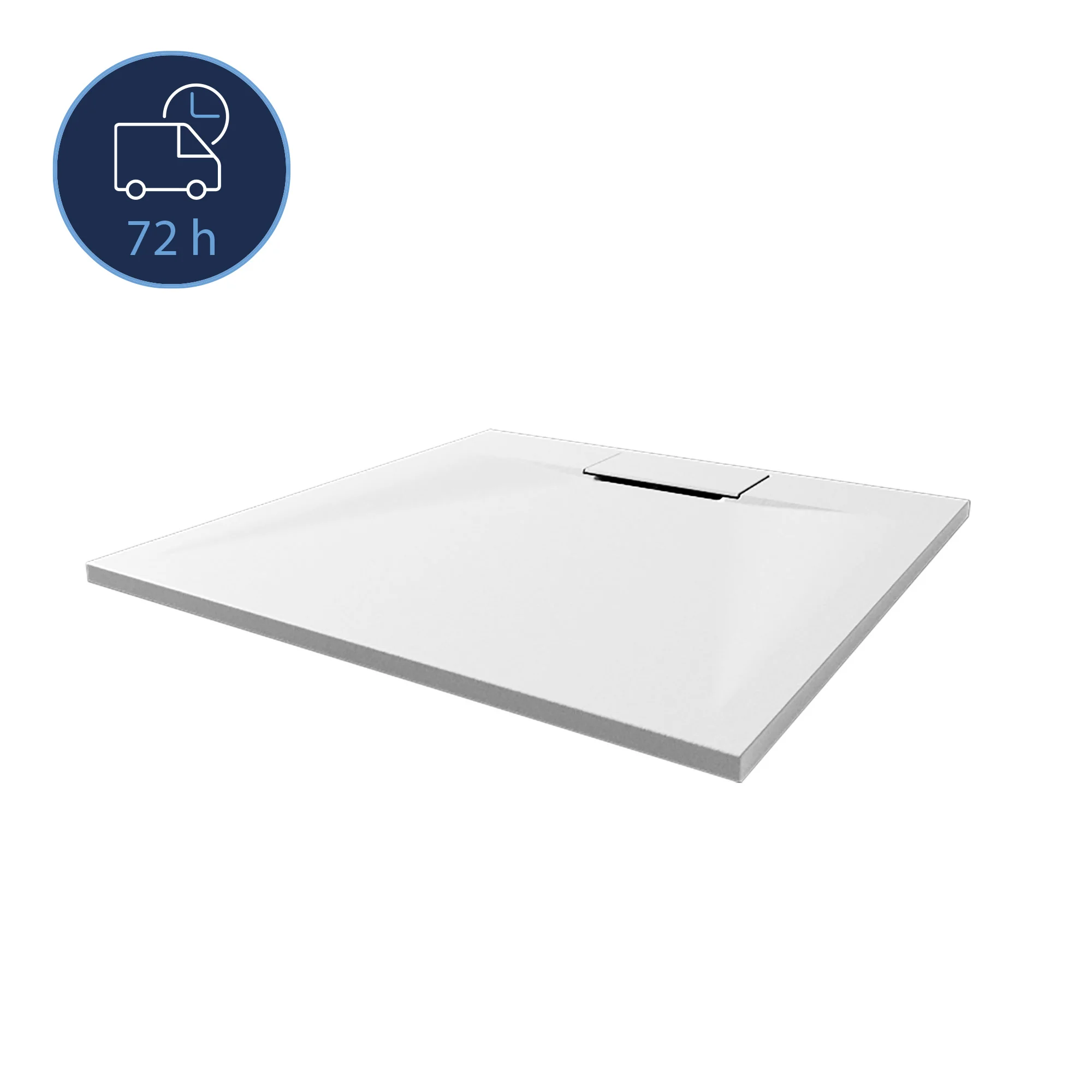 Breuer QUICK 72 Lite Line Steinoptik Quadratduschwanne, Weiß, 800 mm × 800 mm, rutschsicher (Klasse B), leichtes Verbundmaterial