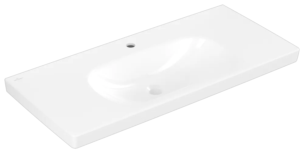 Schrankwaschtisch Skyla 5A51A2, 1000 x 460 mm, Rechteck, 1HL. mittleres Hahnloch durchgestochen, ohne Überlauf, Weiß Alpin Becken: mittig / Farbe: Weiß Alpin / Größe: 100 × 46 cm / Hahnlochbohrung: mit 1×1 Hahnlochbohrung / Hahnlochposition: mittig / Oberflächenveredelung: ohne Oberflächenveredelung / Überlauf: ohne Überlauf