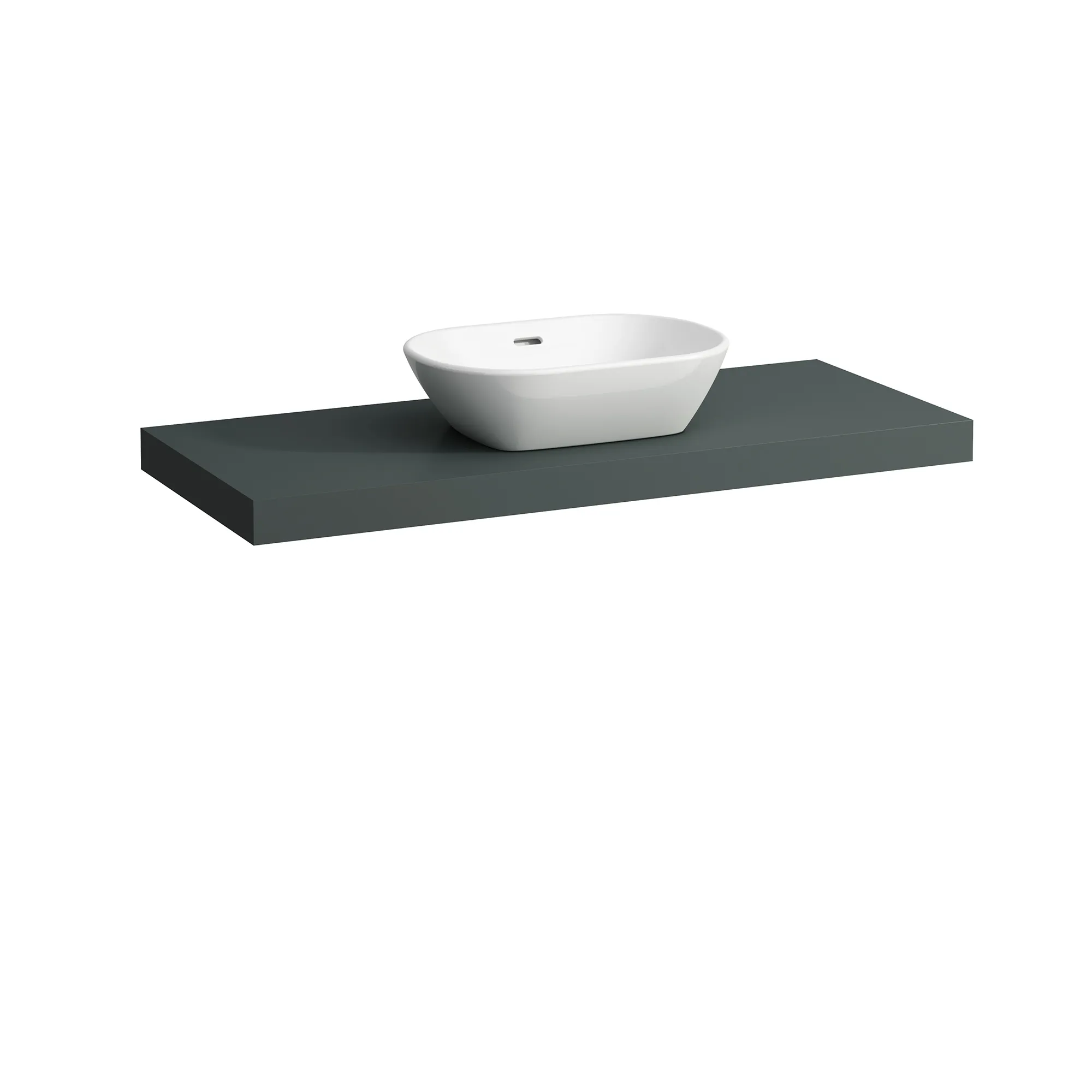 Waschtisch-Platte LANI 495x1185x65 mit Ausschnitt mittig inklusive 2 Befestigungselemente weiß matt