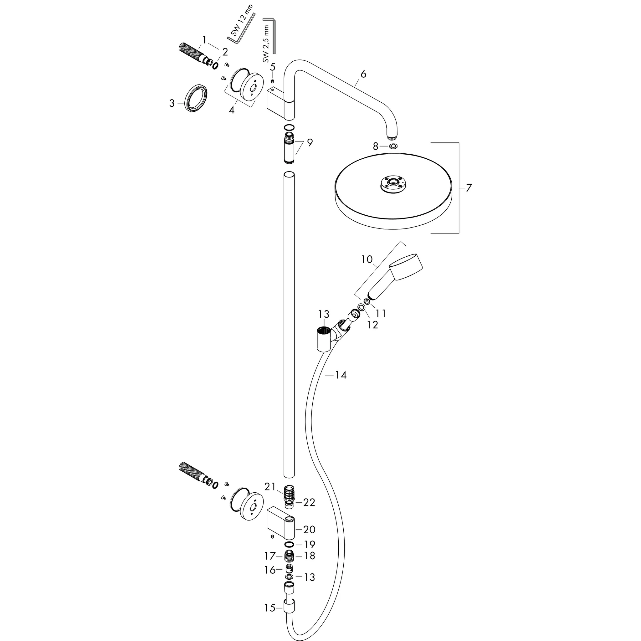 Showerpipe Axor One 280 1jetmit Handbrause chrom Showerpipe Axor One 280 1jetmit Handbrause chrom