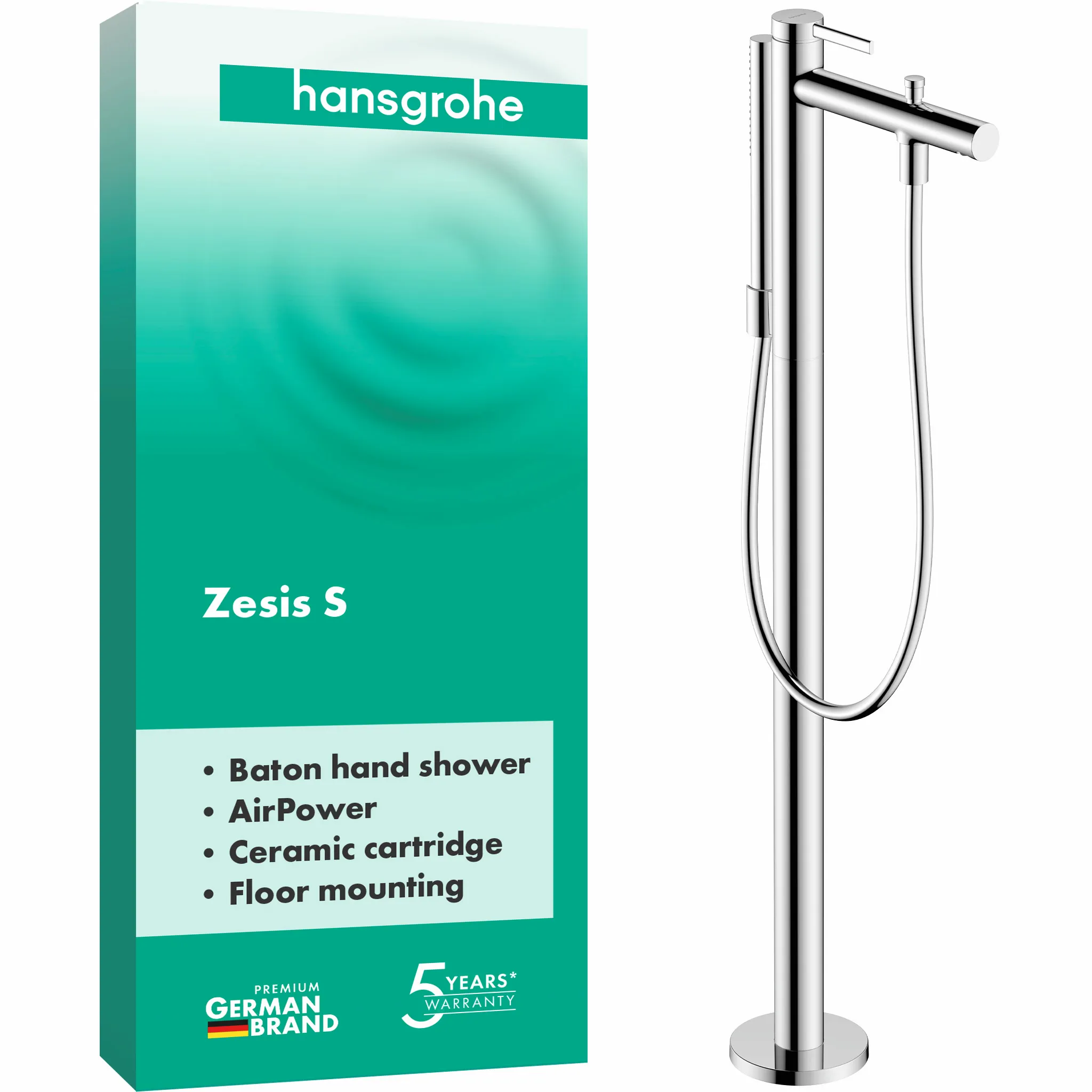 Zesis S Einhebel-Wannenmischer bodenstehend, Chrom