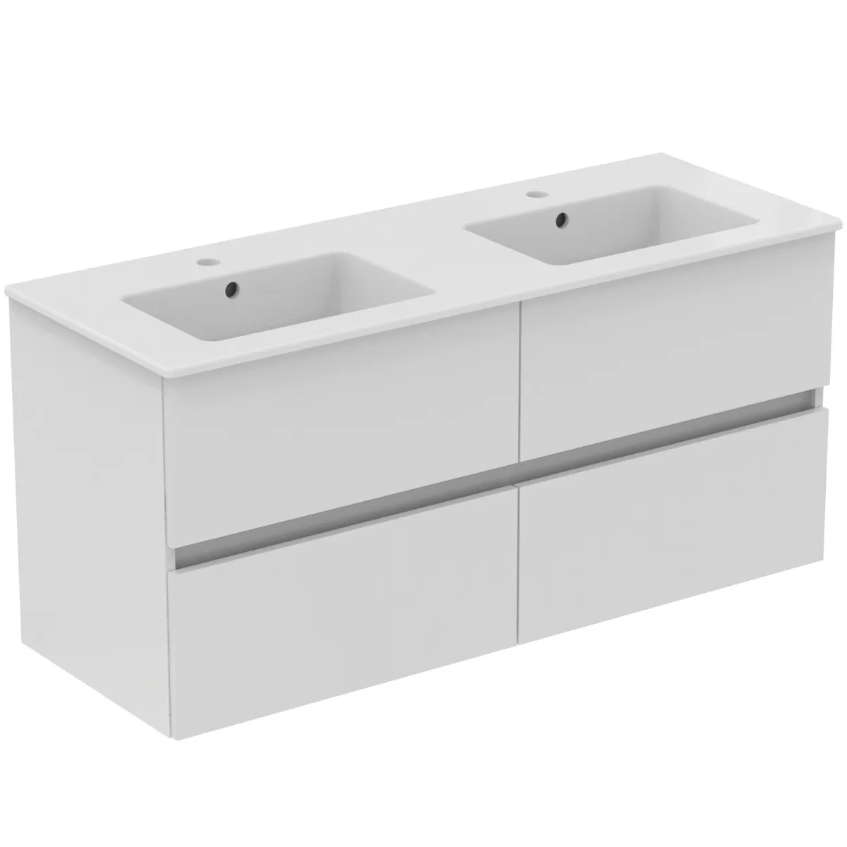 Möbelpaket Eurovit+ mit Waschtisch 121cm Weiß und Unterschrank 120cm 4 Auszüge Hochglanz grau lackiert