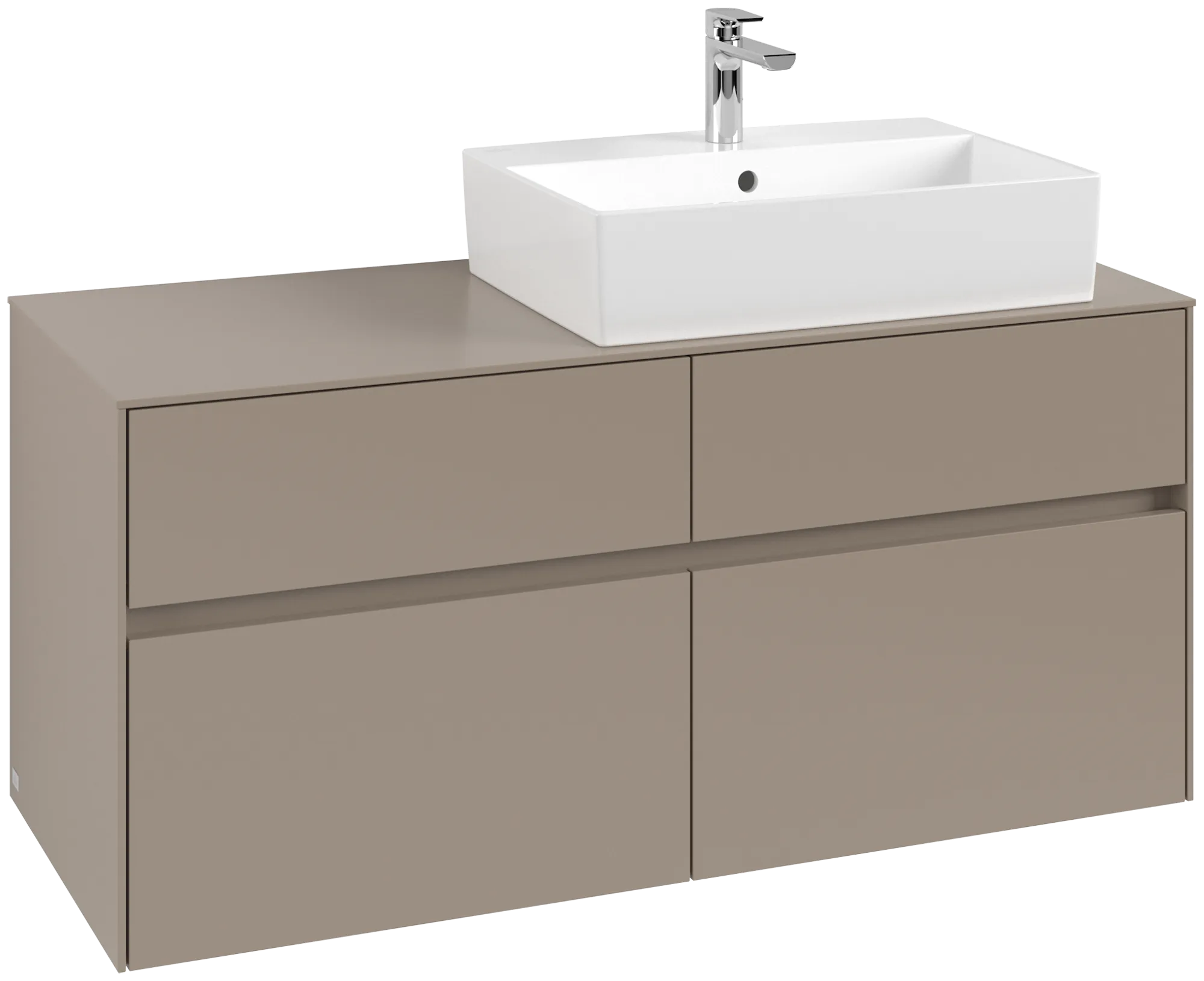 Villeroy & Boch Collaro Waschbeckenunterschrank C130B0, 1200x548x500mm, mit LED-Beleuchtung, Taupe