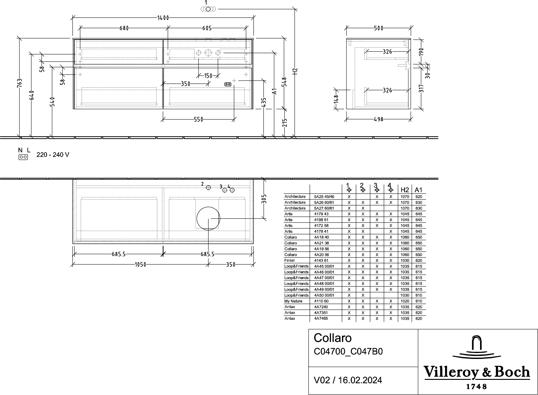Villeroy & Boch Waschbeckenunterschrank Collaro Arizona Oak, 1400x548x500 mm, mit Beleuchtung und SoftClosing, Eckig