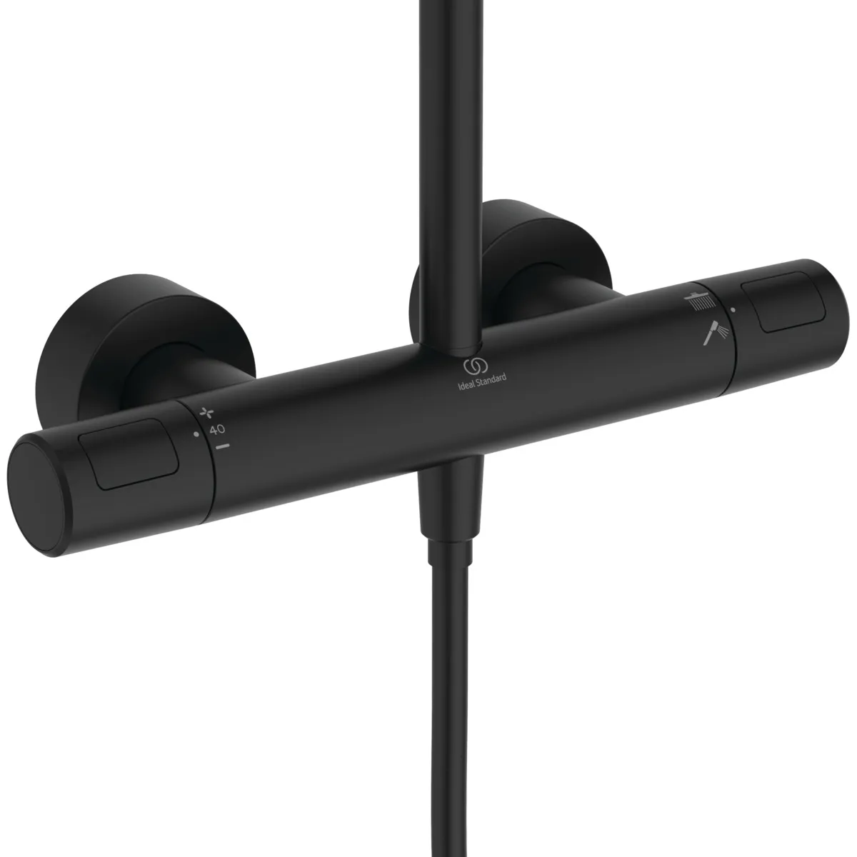 Ideal Standard Duschsystem Ceratherm T25 M Silk Black, Aufputz, 1.117 mm Höhe, mit Thermostat, Regenbrause und Handbrause