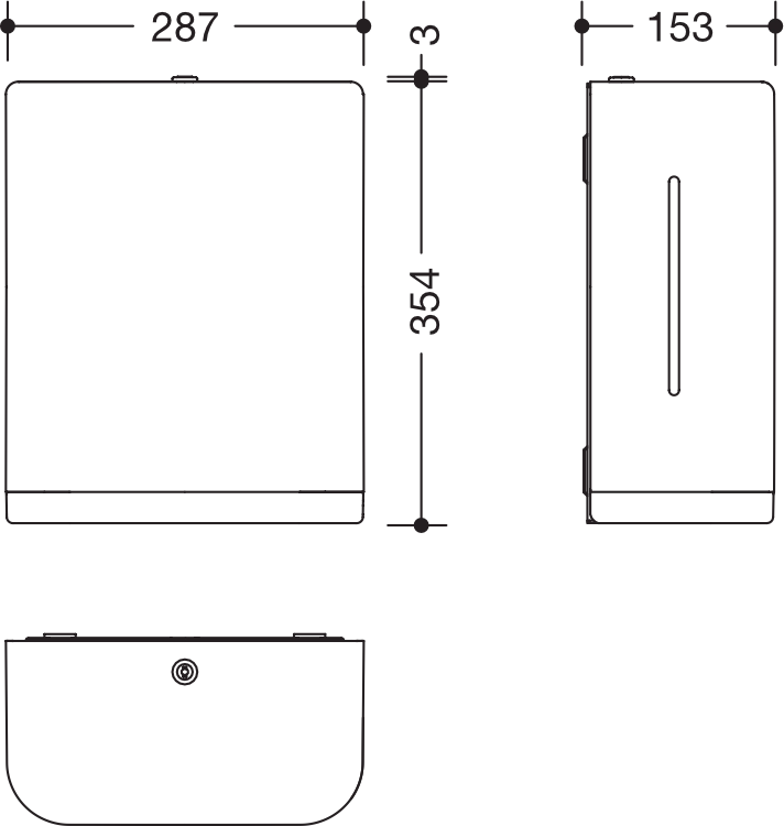 Papierhandtuchspender, Korpus Polyamid in Farbe 98, Rahmenelement / Entnahmeöffnung ausPolyamid matt, Breite 287 mm, Höhe 354 mm, Tiefe 153 mm, in Farbe 92 (Anthrazitgrau)