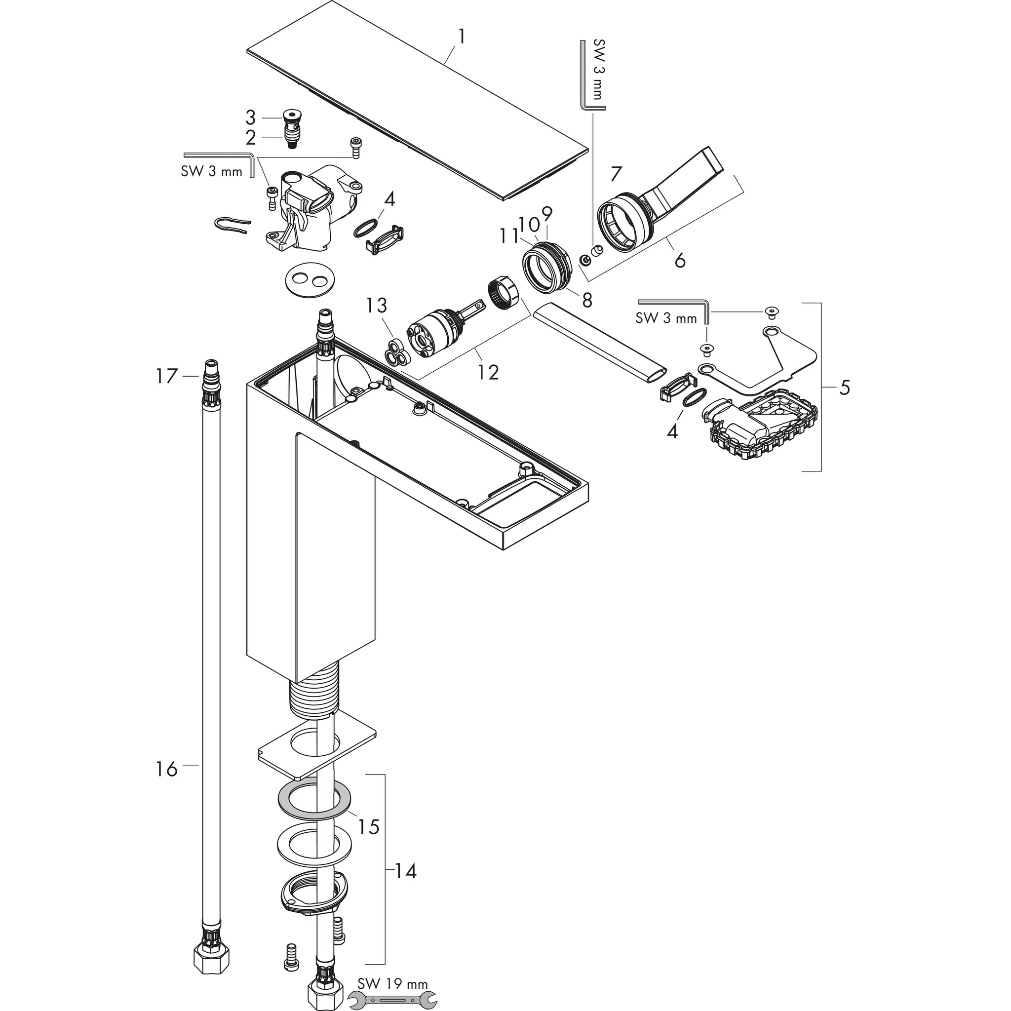 Hansgrohe AXOR MyEdition Einhebel-Waschtischmischer 230 Chrom/Spiegelglas Hansgrohe AXOR MyEdition Einhebel-Waschtischmischer 230 Chrom/Spiegelglas