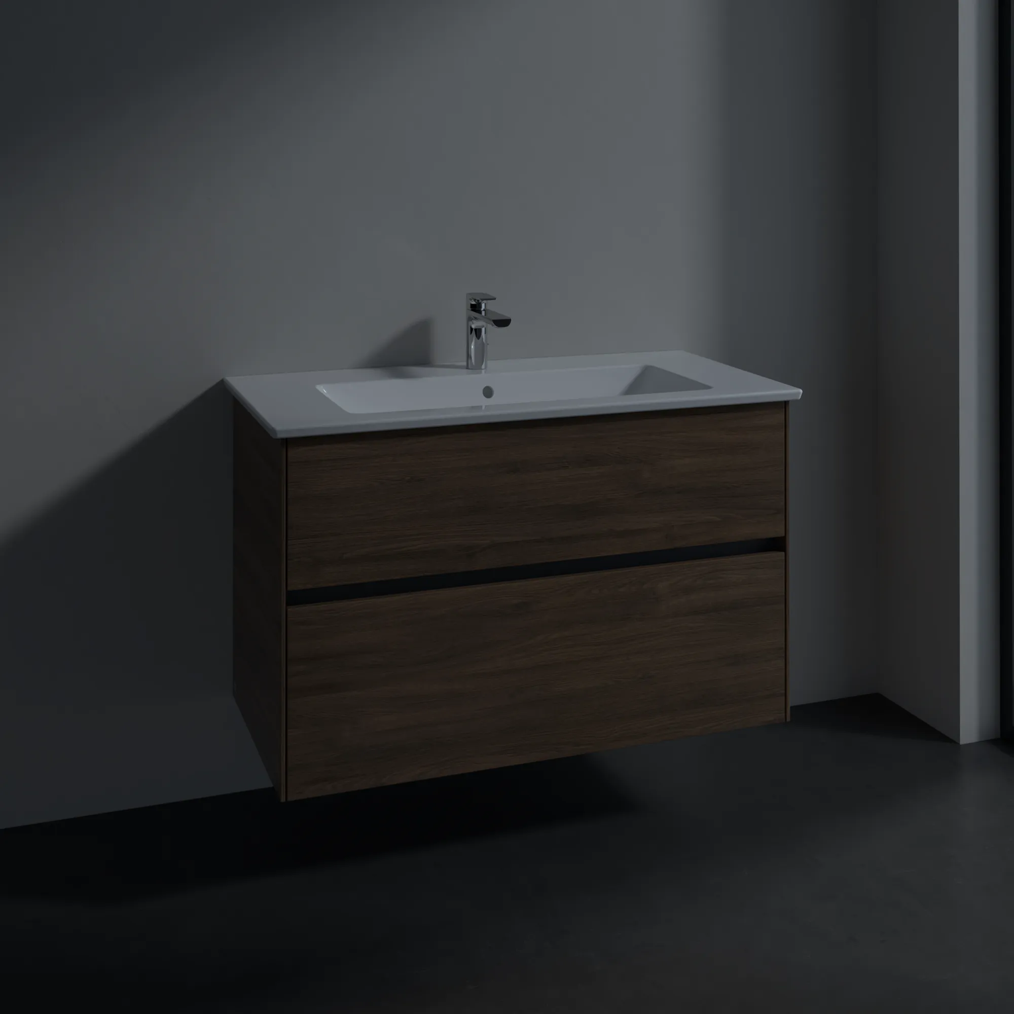 Villeroy & Boch Waschtischunterschrank „Collaro“ 961 × 610 × 480 mm Arizona Oak, ohne Beleuchtung, für Becken mittig