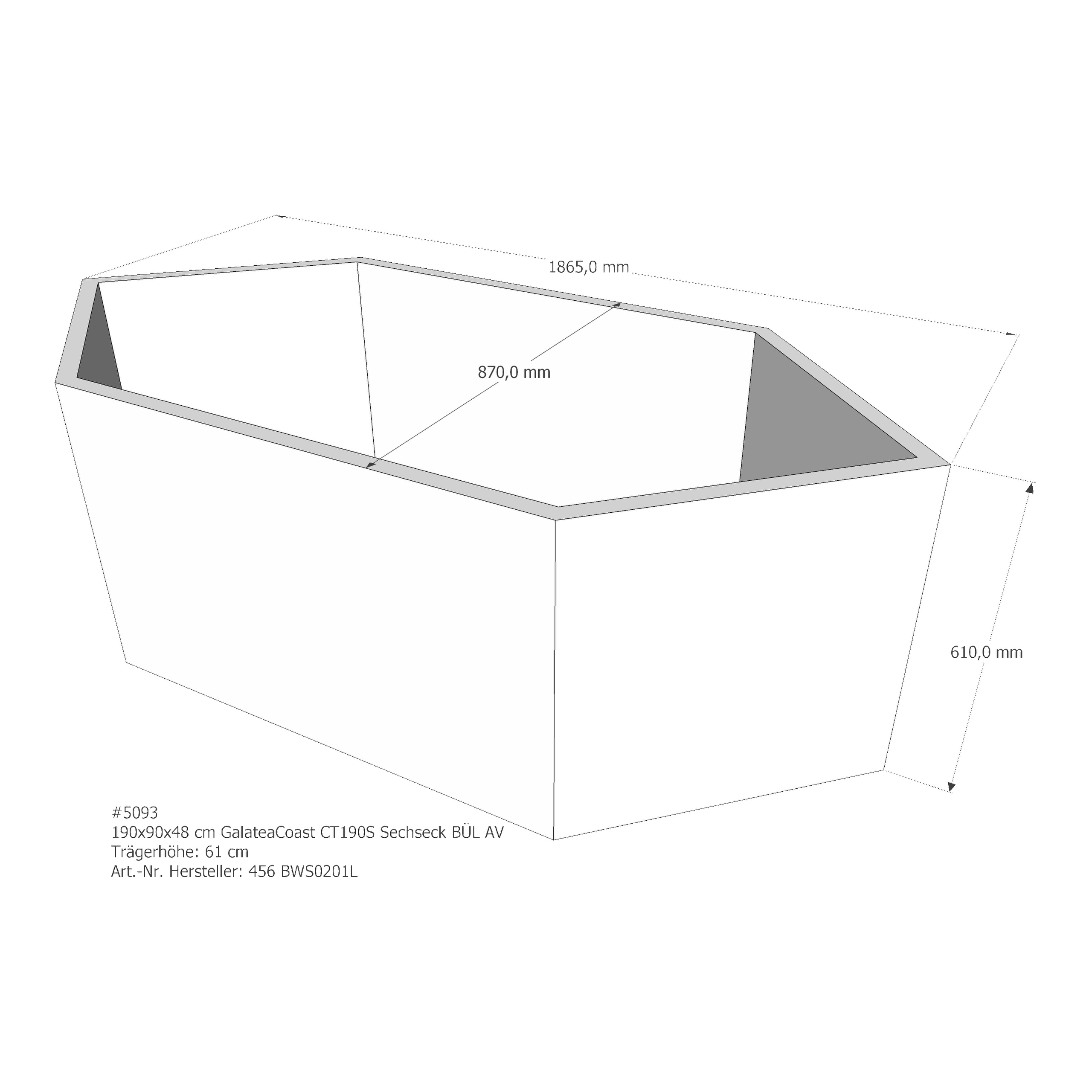 Badewannenträger für Galatea~Coast CT 190 S 190 × 90 × 48 cm