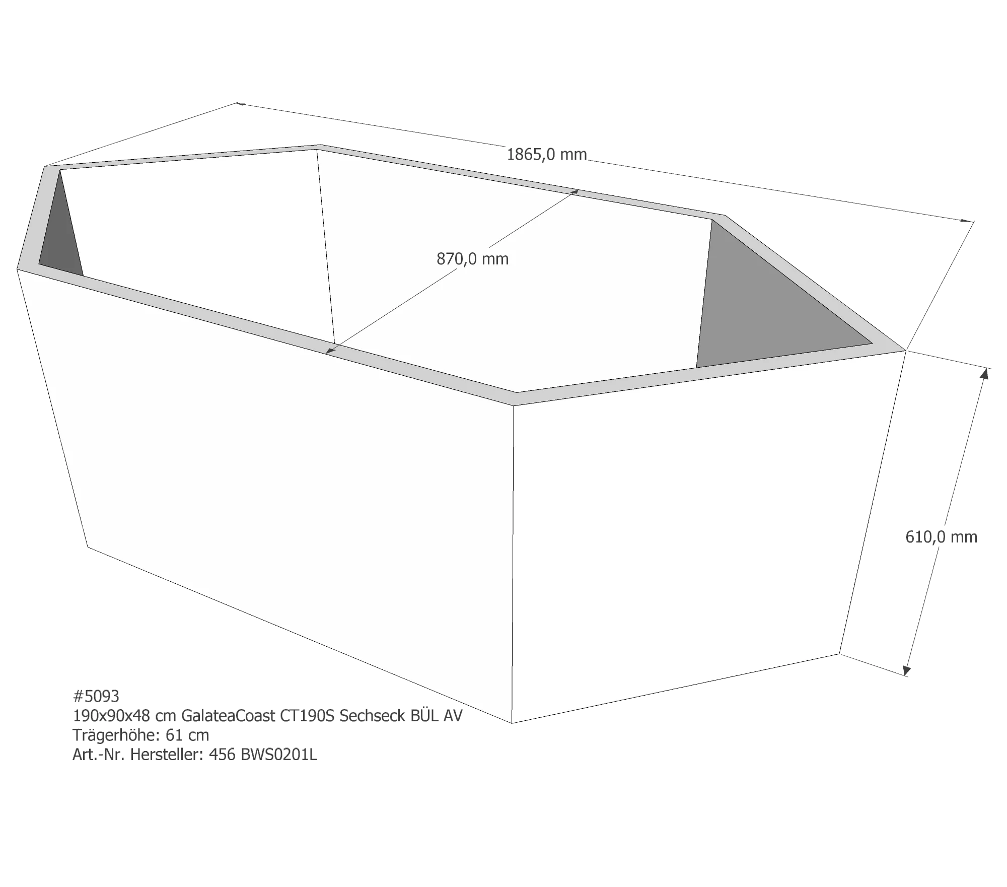Badewannenträger für Galatea ~Coast CT 190 S 190 × 90 × 48 cm Badewannenträger für Galatea ~Coast CT 190 S 190 × 90 × 48 cm
