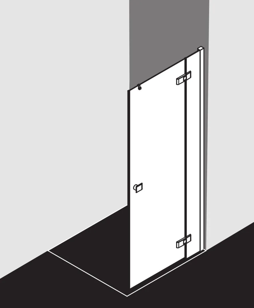 Kermi Duschdesign MENA Pendeltür 1-flügelig mit Festfeld, 2000x800mm, Schwarz Soft RAL 9005