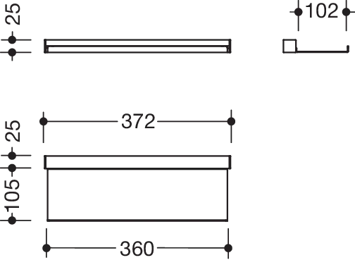 HEWI Ablage pulverbeschichtet in 37,2 × 2,5 × 13 cm