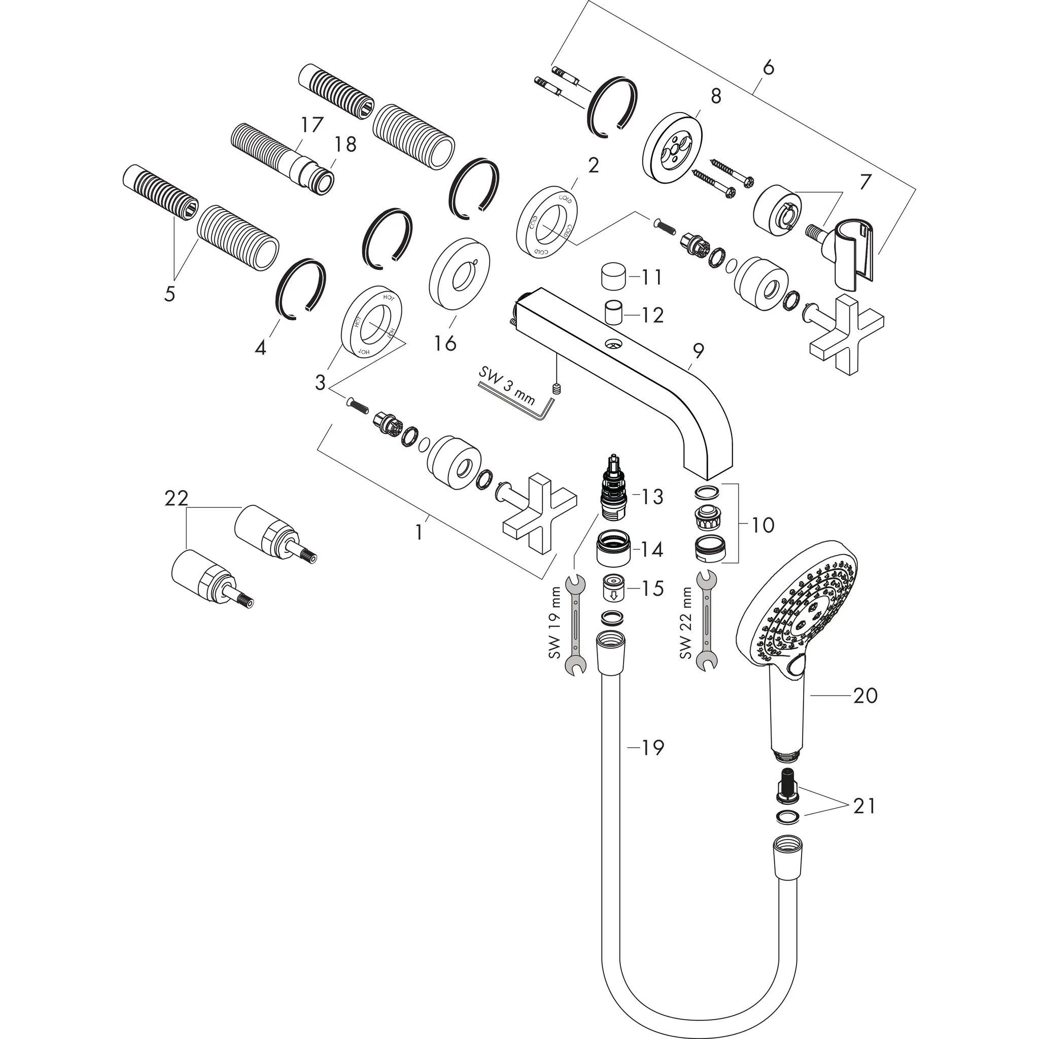 Hansgrohe AXOR Citterio 3-Loch Wannenarmatur Unterputz Chrom Hansgrohe AXOR Citterio 3-Loch Wannenarmatur Unterputz Chrom