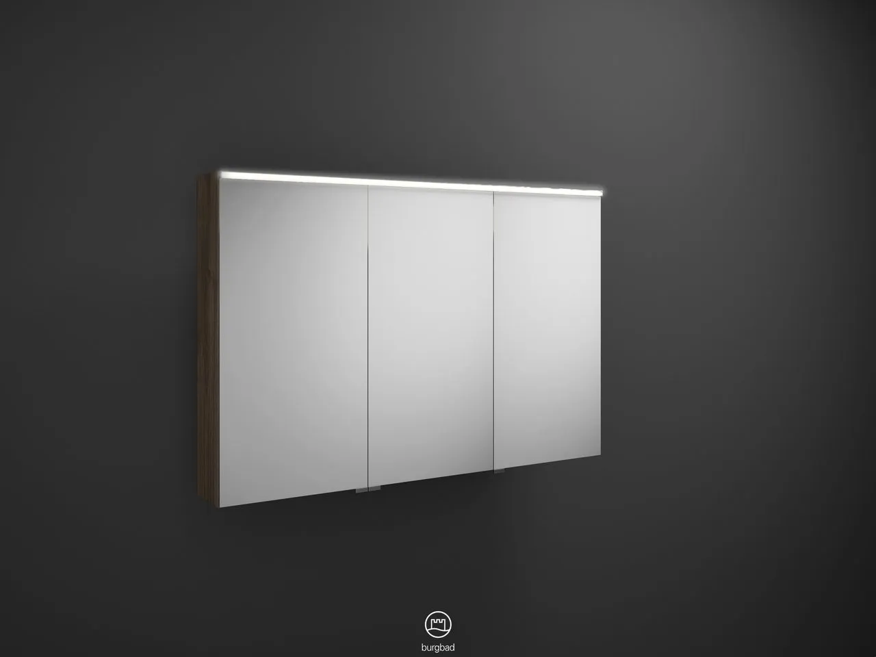 Spiegelschrank Eqio von burgbad - beidseitig verspiegelt, LED-Aufsatzleuchte 4250 K, 170 mm tief, 1200 mm breit, 800 mm hoch