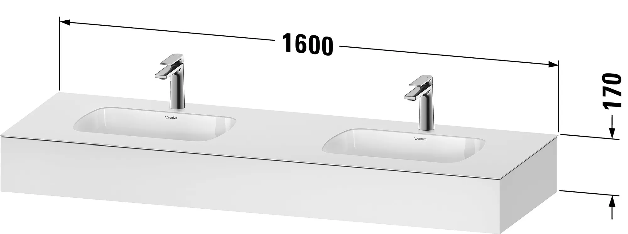 Einbauwaschtisch mit Konsole „Qatego“ 160 × 55 × 17 cm Einbauwaschtisch mit Konsole „Qatego“ 160 × 55 × 17 cm