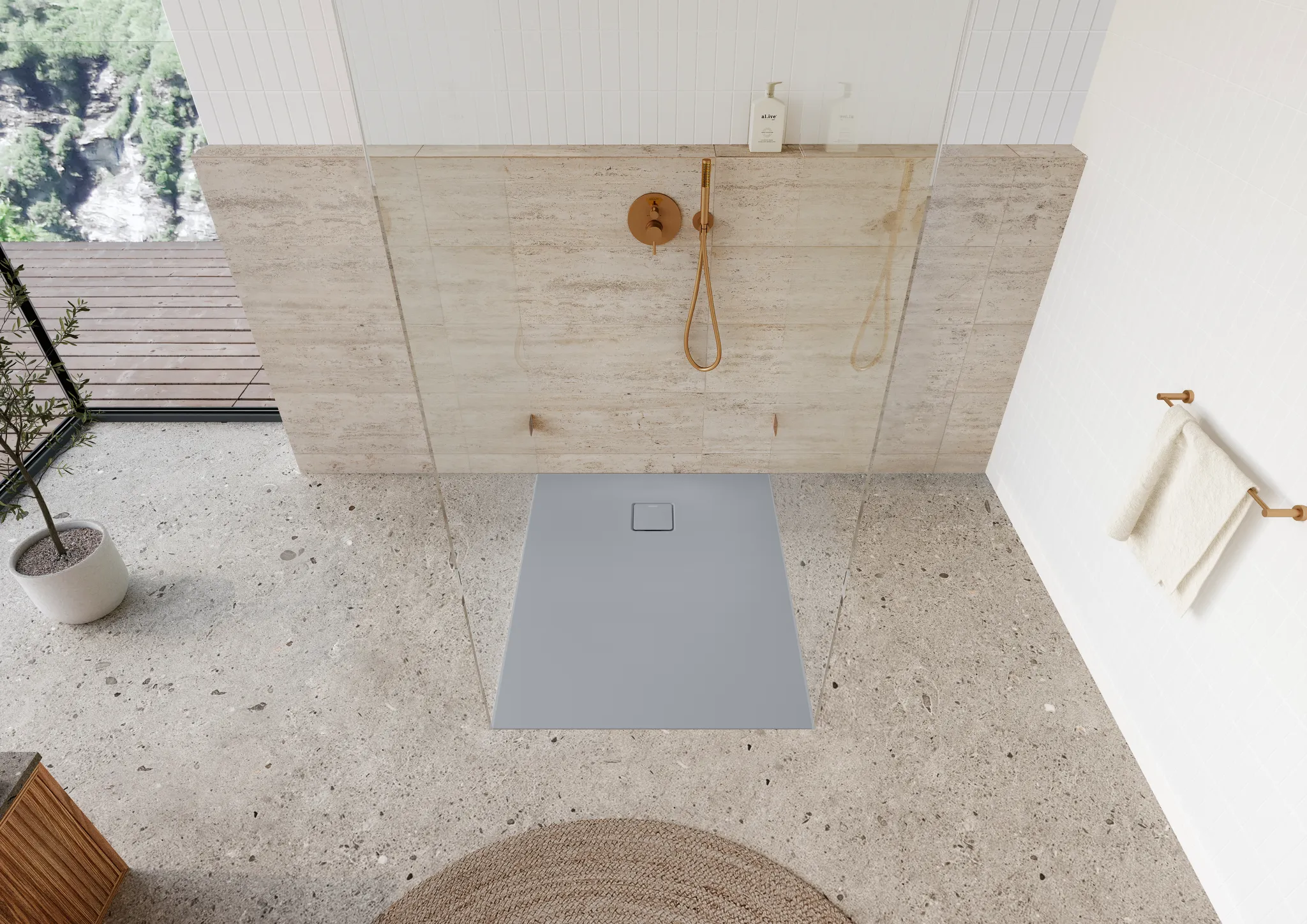 Kaldewei rechteck Duschwanne „ALUVIA“ 1000 × 1600 mm in cool grey 30