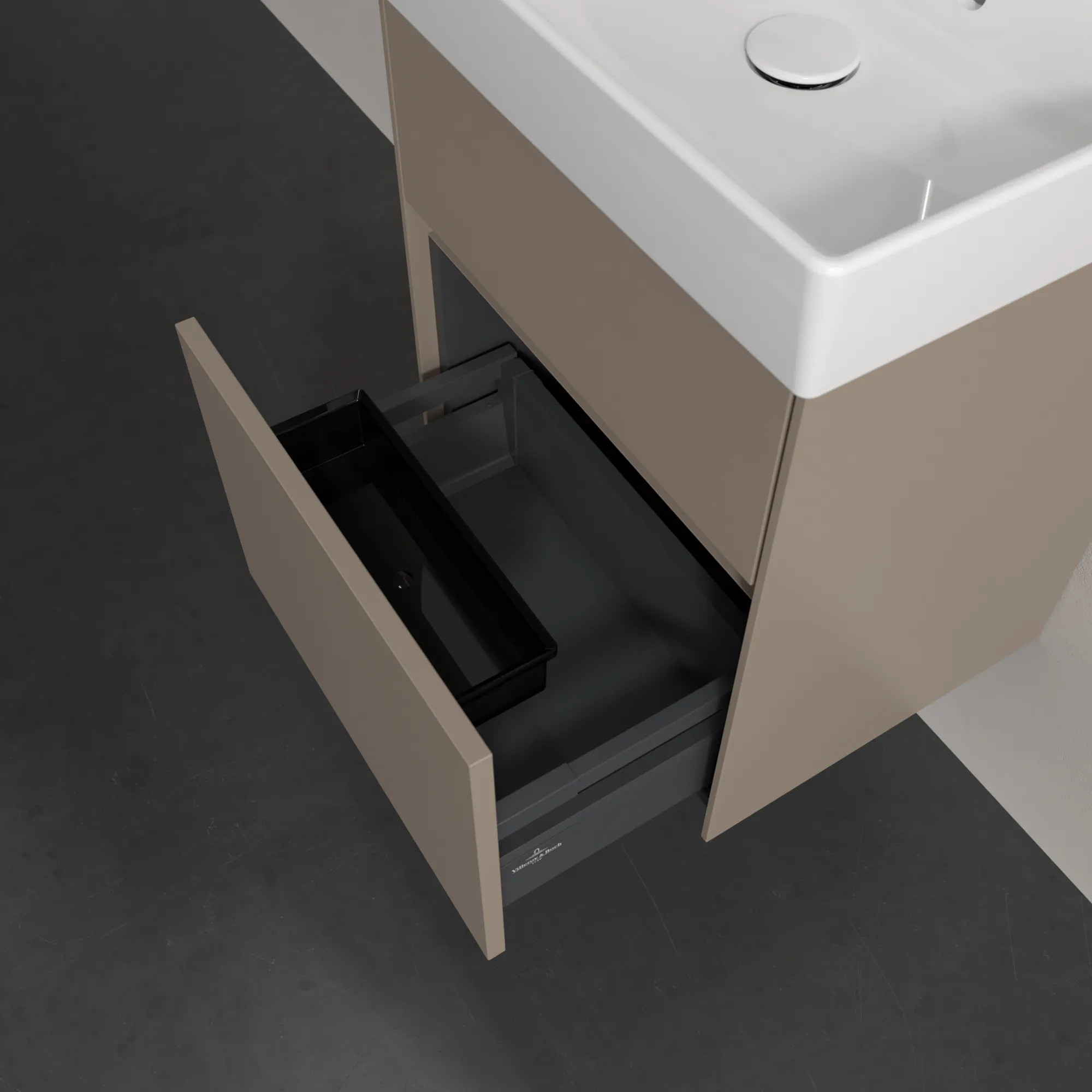 Villeroy & Boch Waschtischunterschrank „Collaro“ 460 × 546 × 374 mm Taupe, für Becken mittig, ohne Beleuchtung