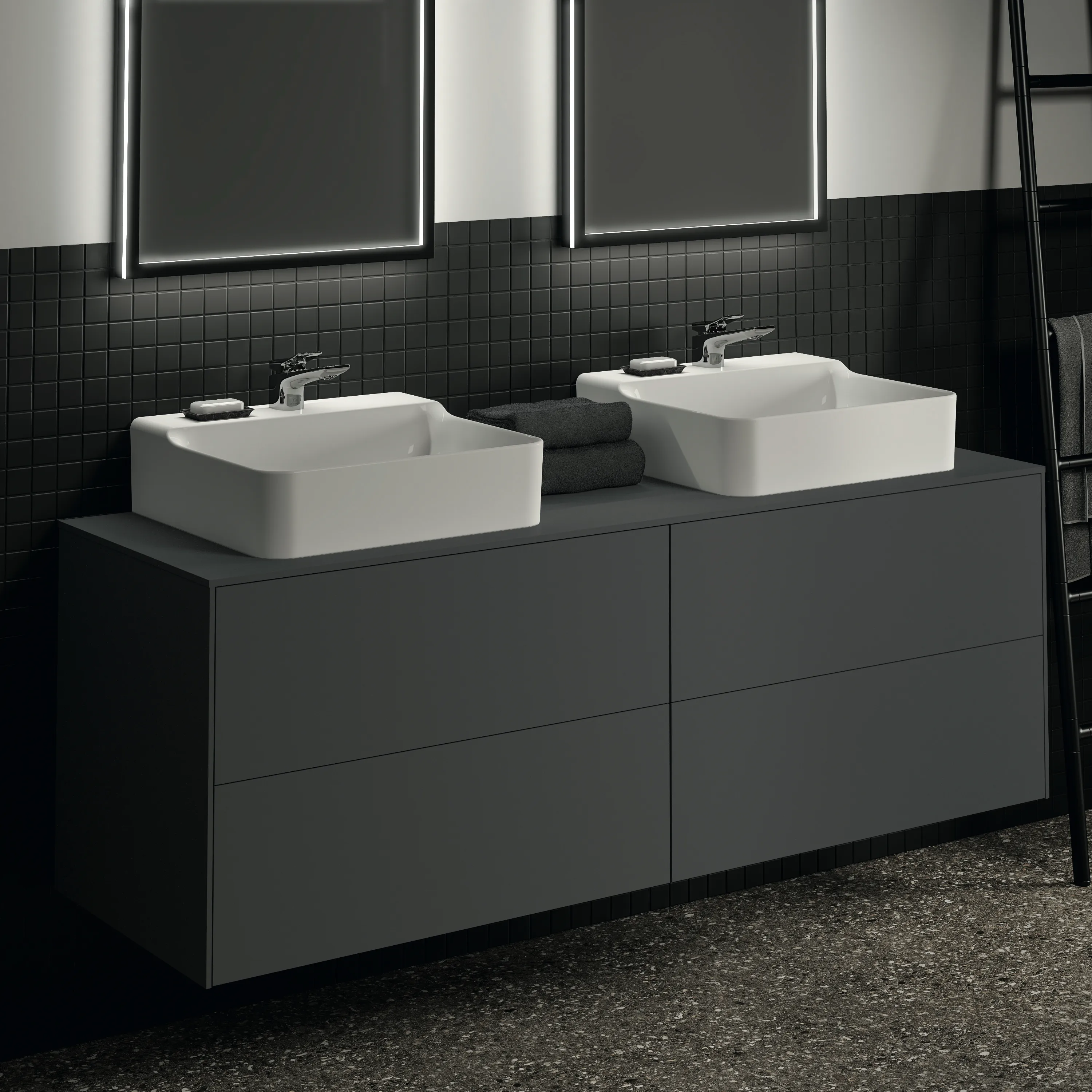Ideal Standard Waschtischunterschrank Conca, 4 Auszüge, Anthrazit