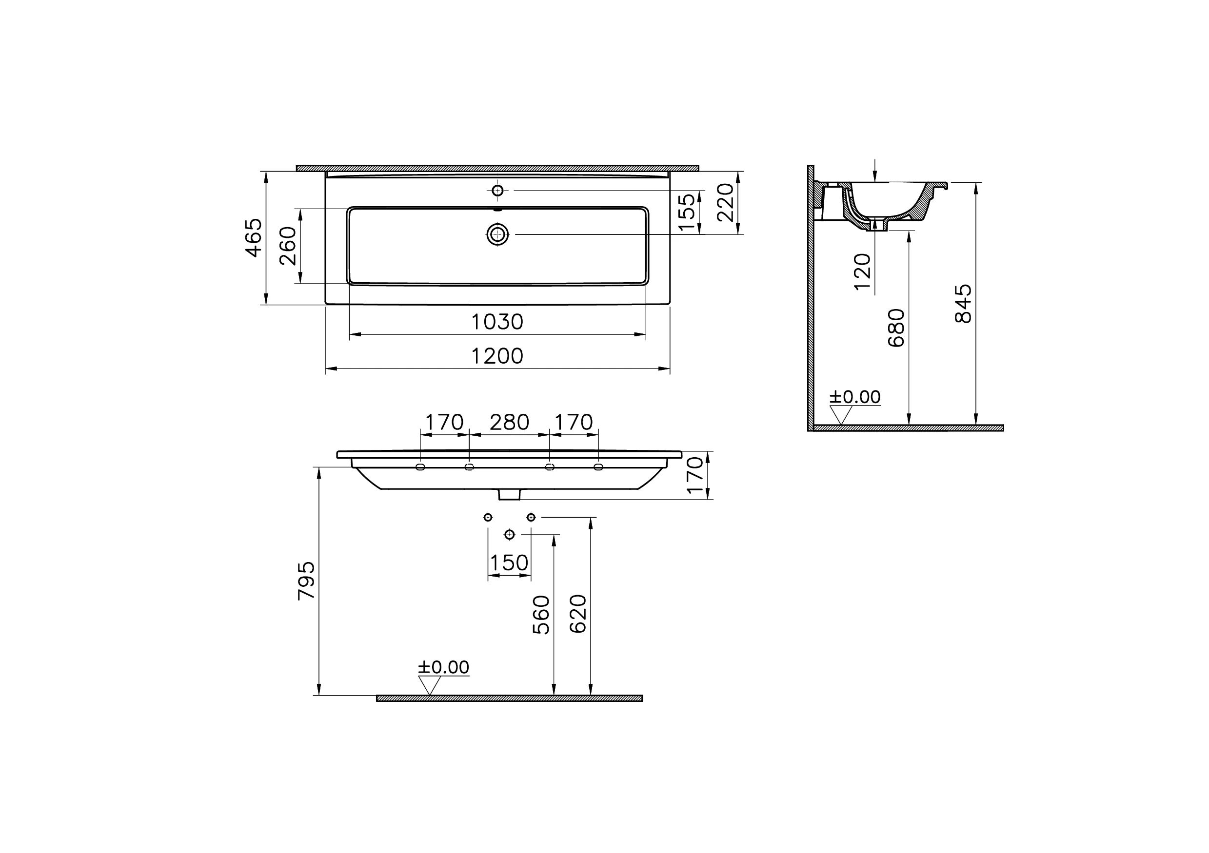 New S20 Square Möbelwaschtisch mit 1 Becken mit Hahnloch mittig 120 x 46 x 17 cm (BxTxH) Weiß Hochglanz New S20 Square Möbelwaschtisch mit 1 Becken mit Hahnloch mittig 120 x 46 x 17 cm (BxTxH) Weiß Hochglanz
