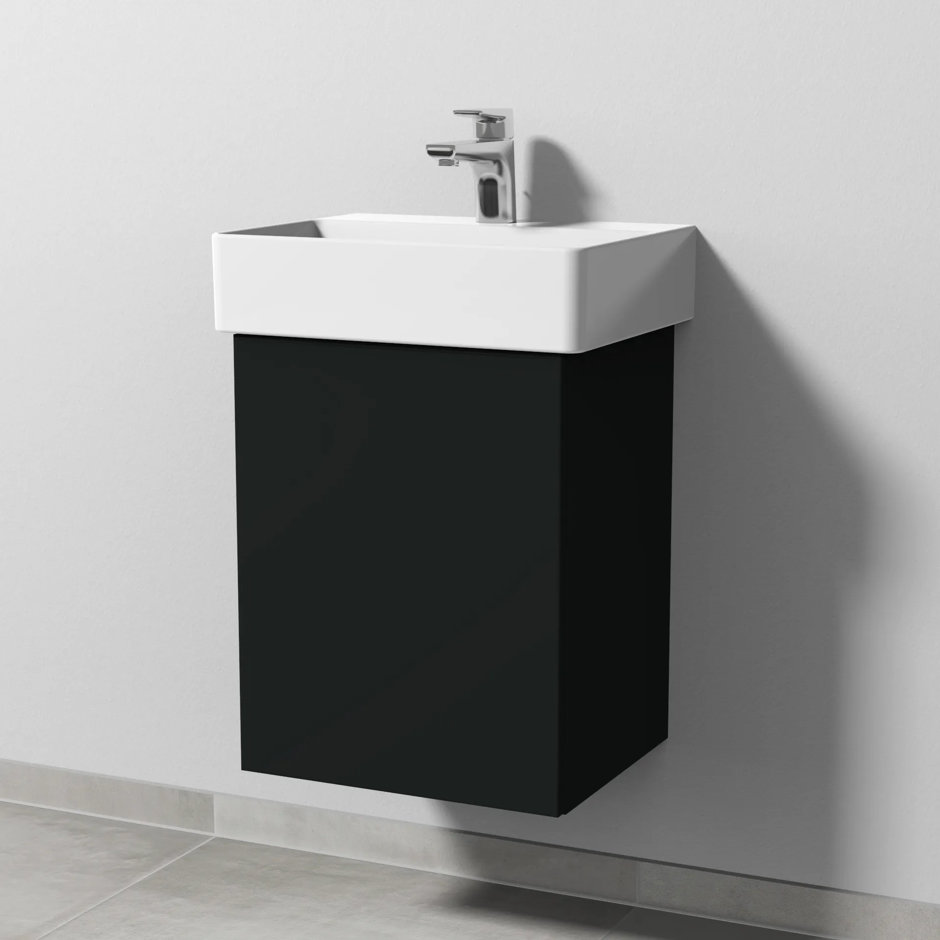 Sanipa Waschtischunterschrank „3way“ passend zu Keramik-Waschtische Dura Square von Duravit 400 × 517 × 337 mm in Vulkan (matt), Anschlag links