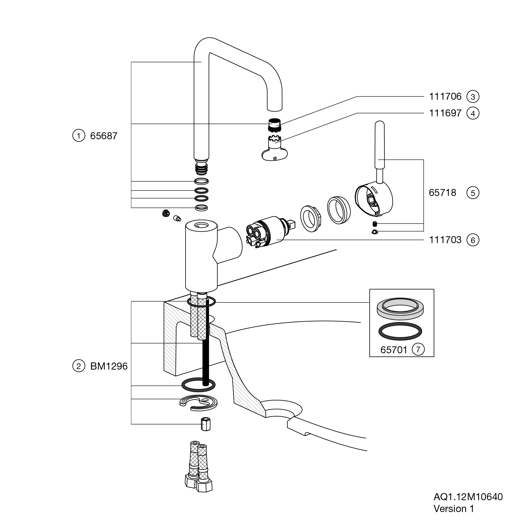 Einhand-Waschtischarmatur „System-Armaturen“ Ausladung 270 mm in Lichtgrau