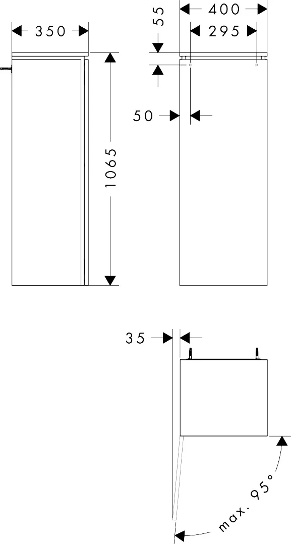 Hansgrohe Xilesa E Halbhochschrank 400x350 mm, Türanschlag links, Eiche Kaschmir