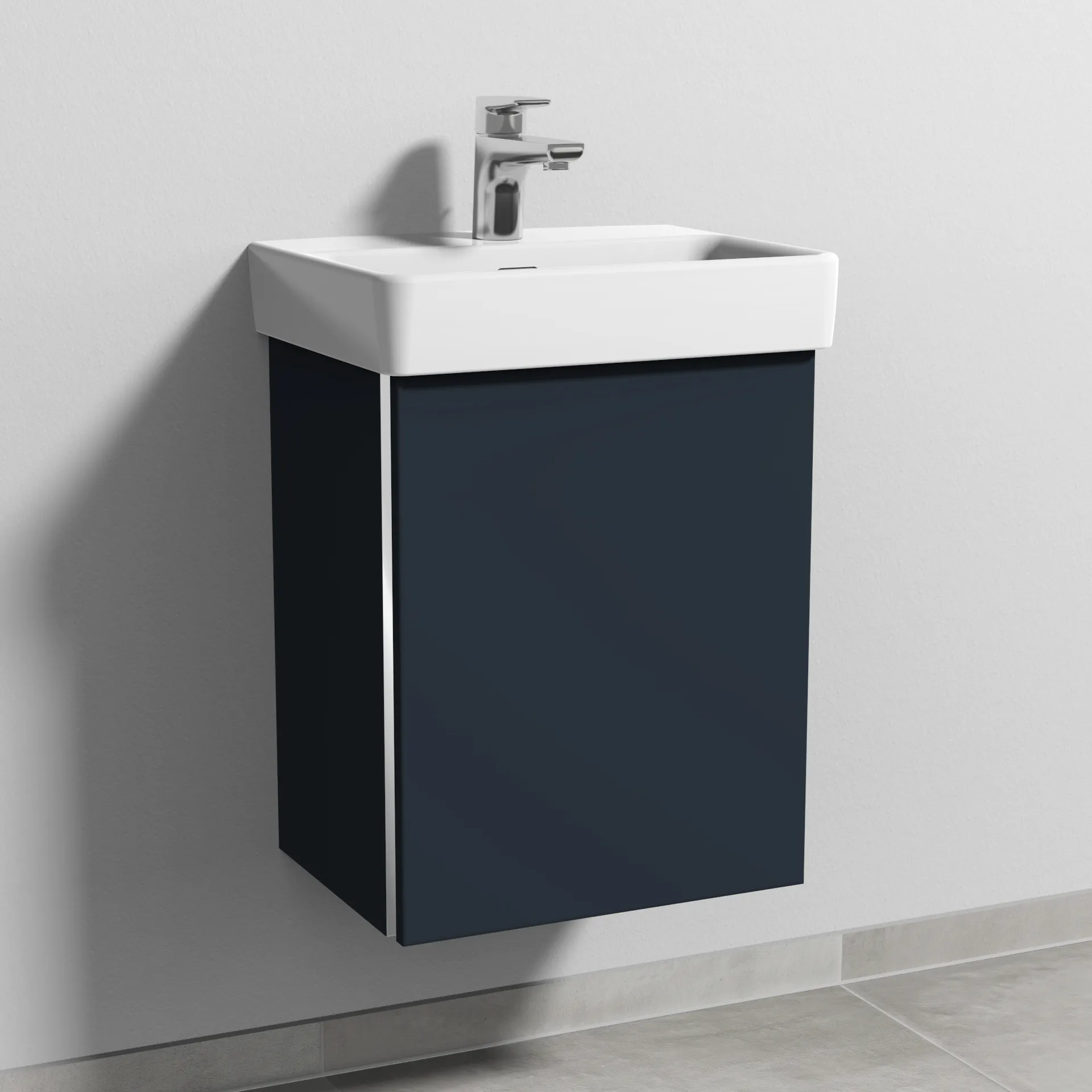 Sanipa Waschtischunterschrank „3way“ passend zu Keramik-Waschtische Pro S von 410 × 520 × 317 mm in Marine (matt), Anschlag rechts