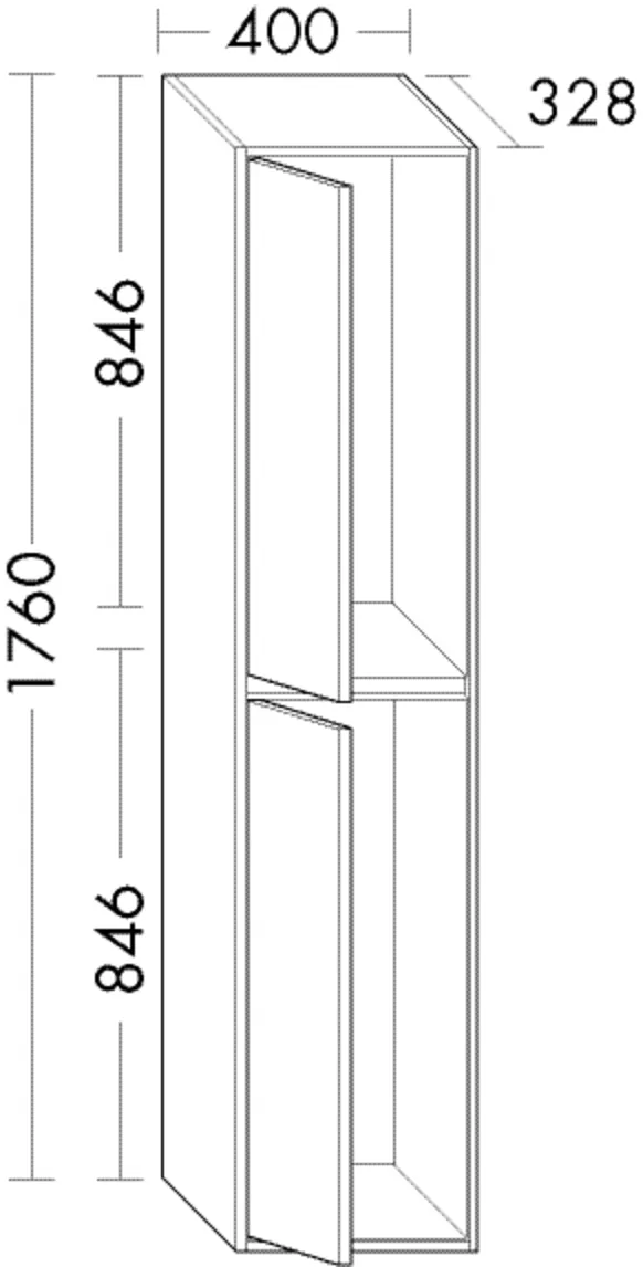 Hochschrank Devio von burgbad – 400 mm breit, 328 mm tief, 1760 mm hoch mit zwei Türen und Glaseinlegeböden Hochschrank Devio von burgbad – 400 mm breit, 328 mm tief, 1760 mm hoch mit zwei Türen und Glaseinlegeböden