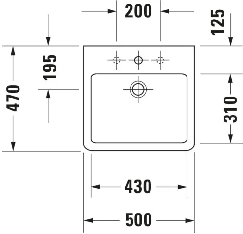 Wandwaschtisch „Vero“, mit Überlauf, Hahnlochposition mittig Wandwaschtisch „Vero“, mit Überlauf, Hahnlochposition mittig