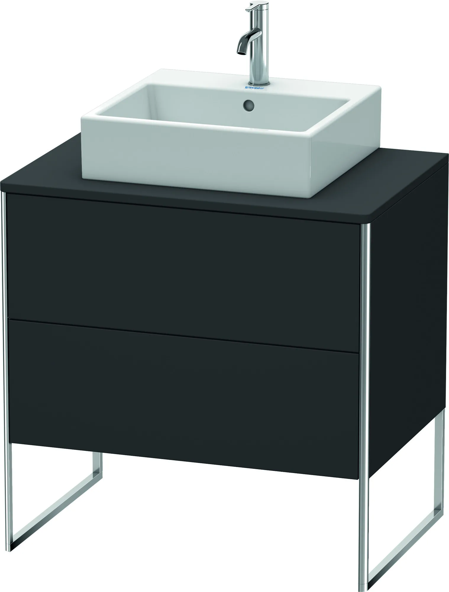 Duravit Waschtischunterschrank bodenstehend „XSquare“ 80 × 77,8 × 54,8 cm Graphit Supermatt Becken: mittig / Front- & Korpusfarbe: Graphit Supermatt / Größe: 80 × 54,8 × 77,8 cm / Oberfläche: Dekor / Profile: Chrom / Schubladen: 2 Duravit Waschtischunterschrank bodenstehend „XSquare“ 80 × 77,8 × 54,8 cm Graphit Supermatt Becken: mittig / Front- & Korpusfarbe: Graphit Supermatt / Größe: 80 × 54,8 × 77,8 cm / Oberfläche: Dekor / Profile: Chrom / Schubladen: 2