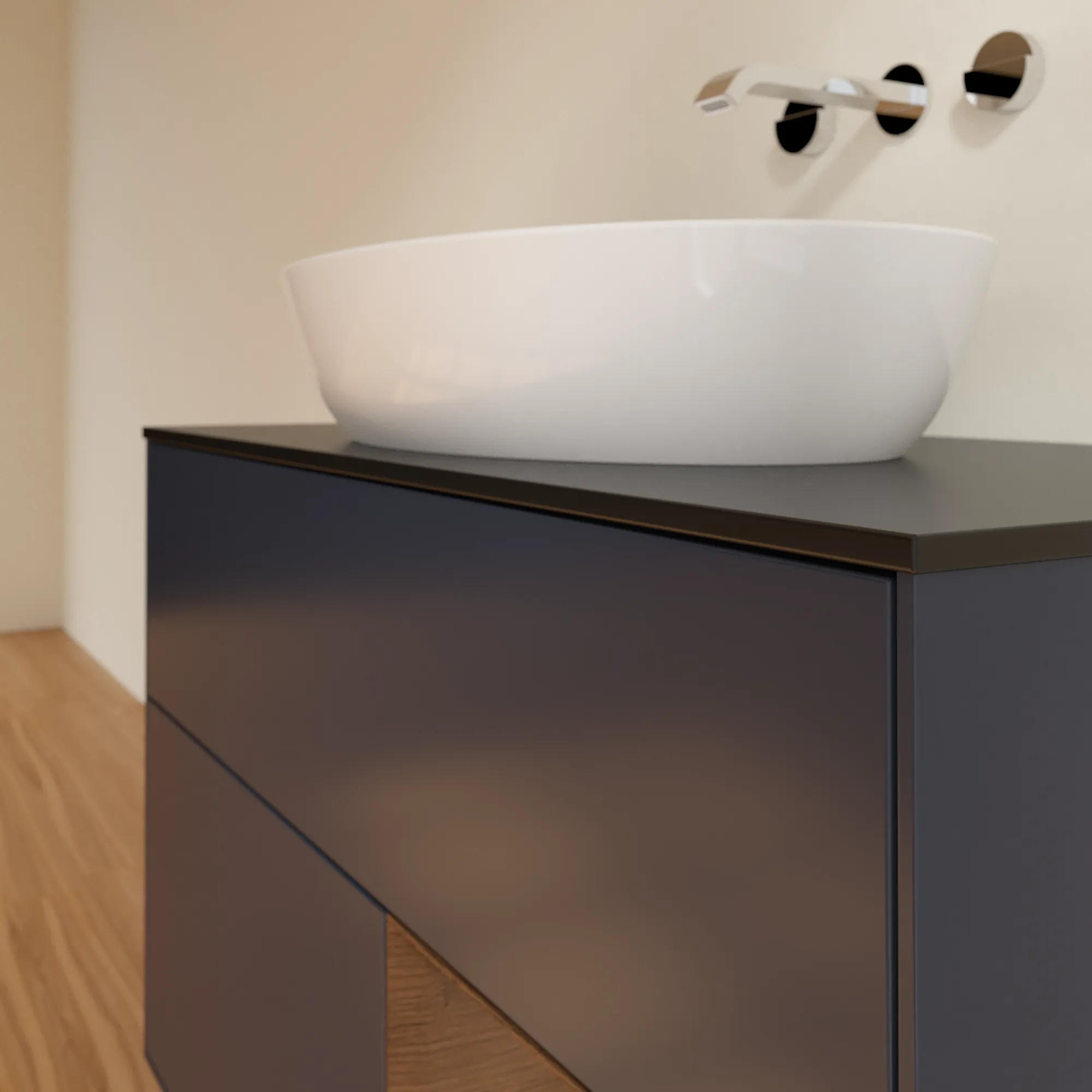 Villeroy & Boch Waschtischunterschrank „Finion“ für Schrankwaschtisch 1000 × 603 × 501 mm Midnight Blue Matt Lacquer, für Becken mittig, ohne Hahnlochbohrung Villeroy & Boch Waschtischunterschrank „Finion“ für Schrankwaschtisch 1000 × 603 × 501 mm Midnight Blue Matt Lacquer, für Becken mittig, ohne Hahnlochbohrung