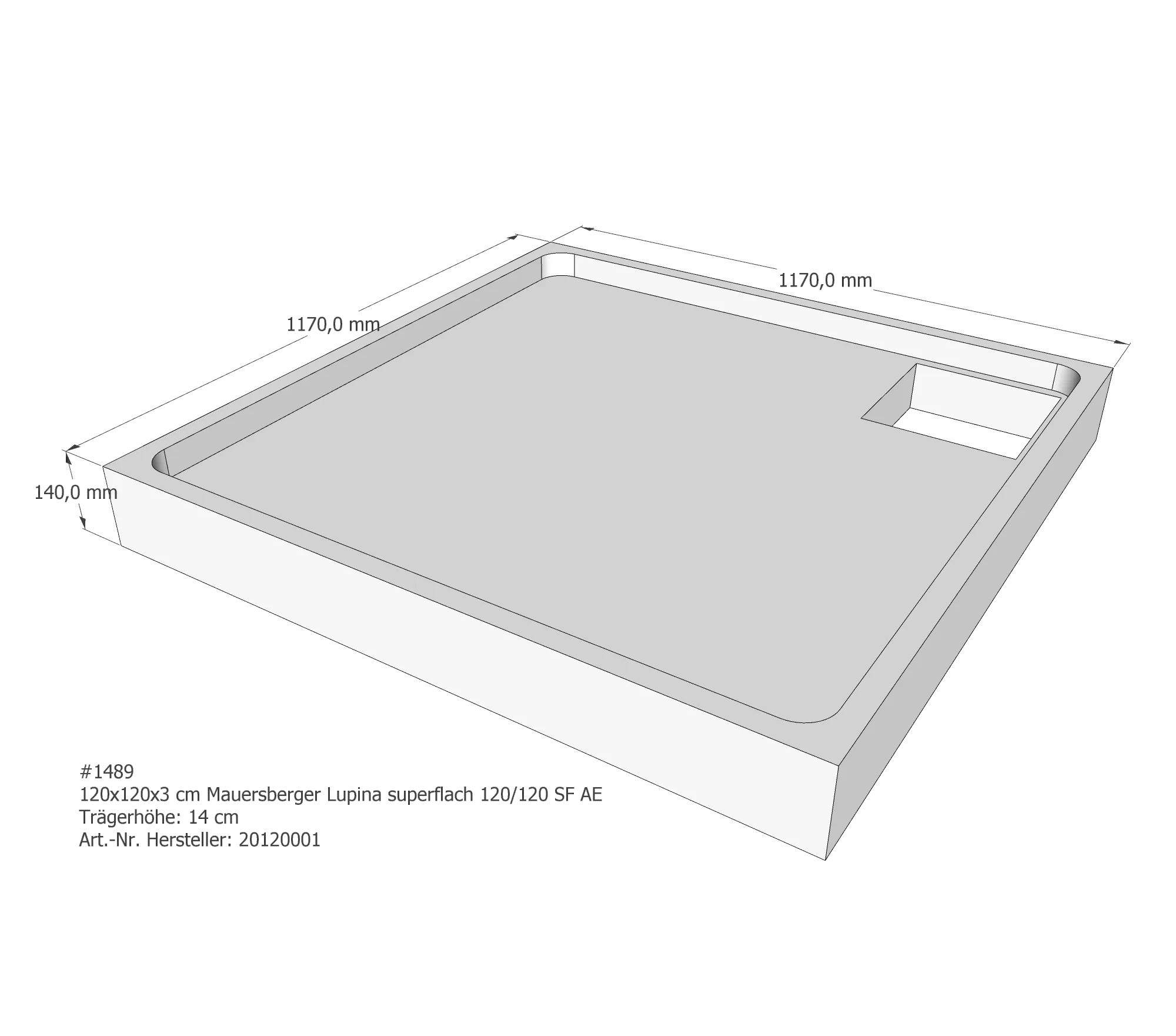 Duschwannenträger für Mauersberger Lupina 120/120 SF 120 × 120 × 3 cm Duschwannenträger für Mauersberger Lupina 120/120 SF 120 × 120 × 3 cm