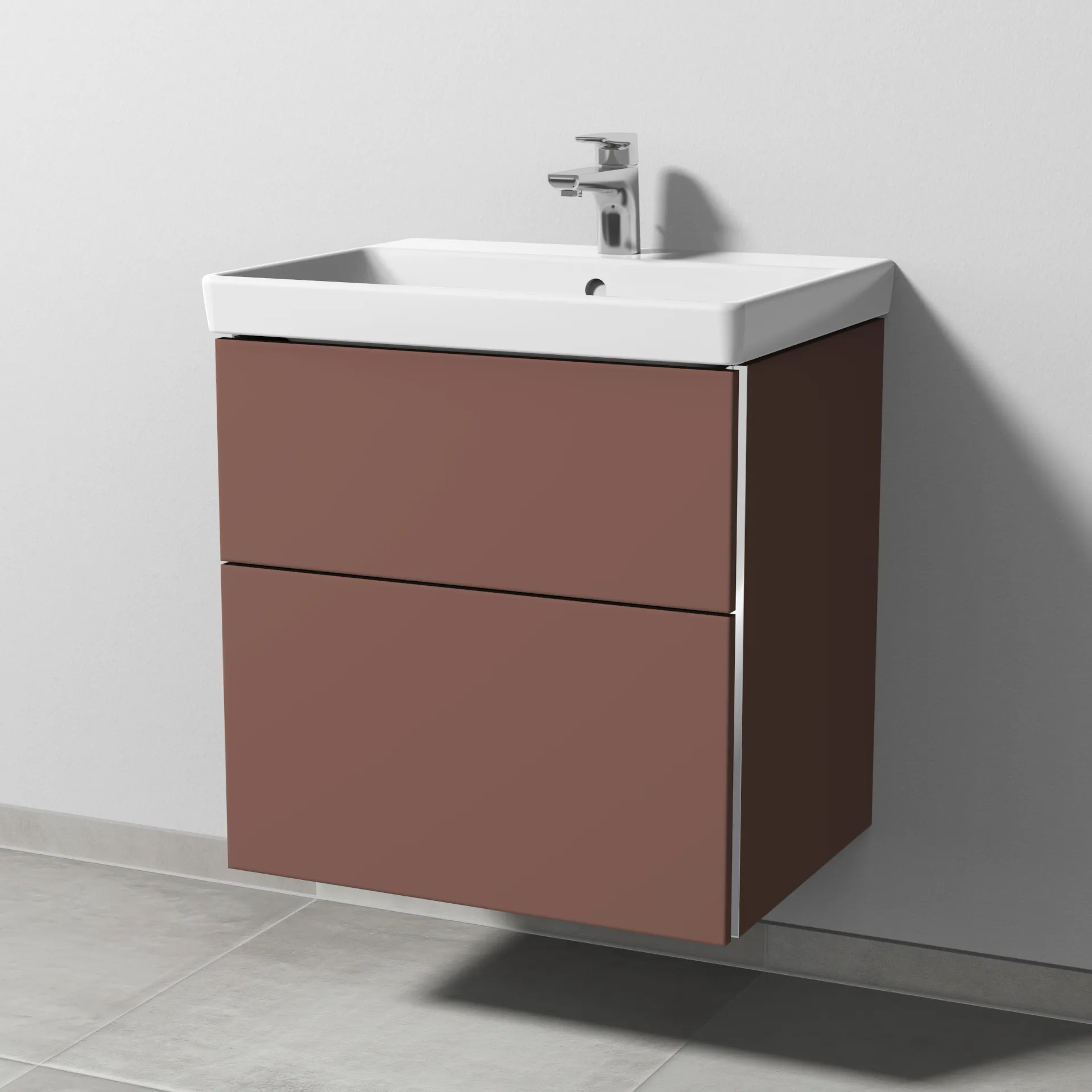 Sanipa Waschtischunterschrank „3way“ passend zu Keramik-Waschtische Avento von Villeroy & Boch 580 × 580 × 452 mm in Wine-Red