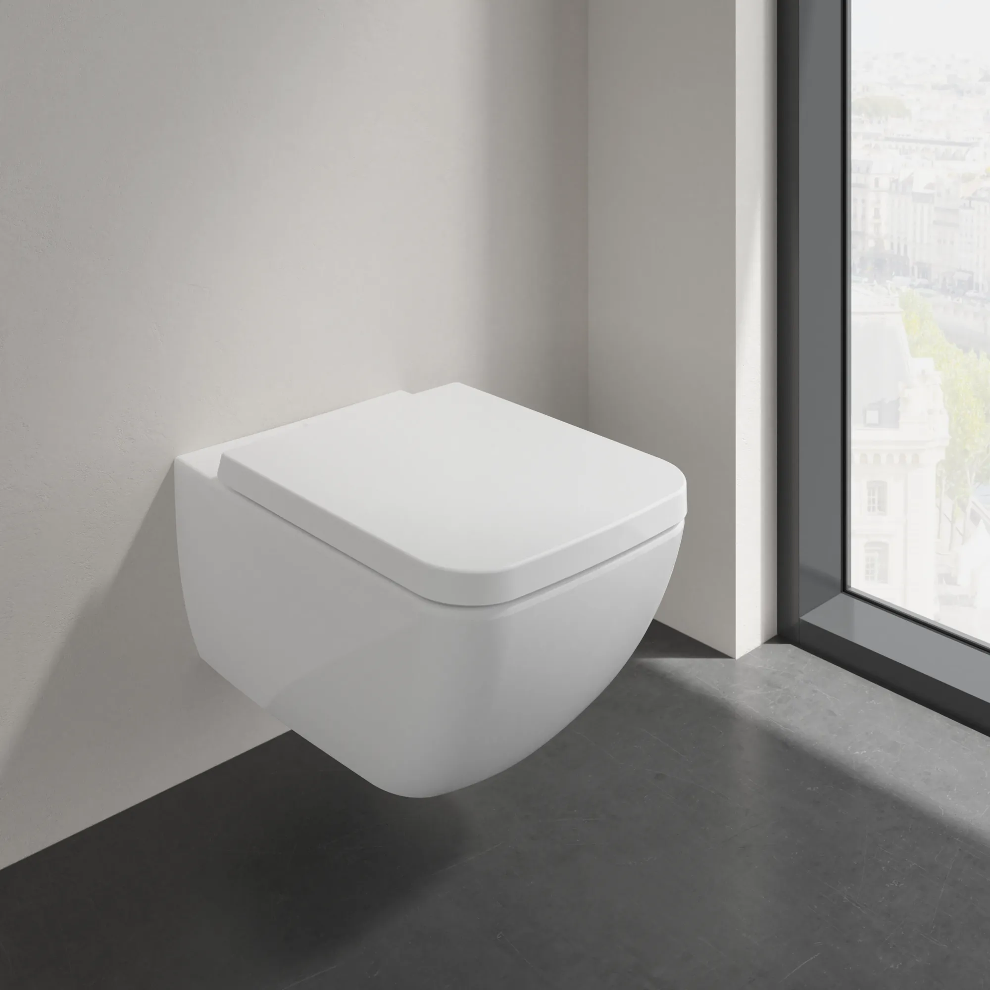 Wand-Tiefspül-WC Combi-Pack DirectFlush „Collaro“ 37,5 × 34 × 56 cm ohne Spülrand, Soft Closing, Quick Release