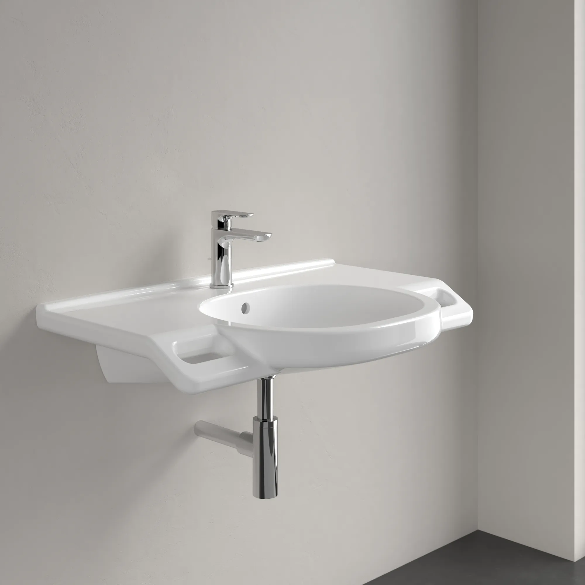 Villeroy & Boch Wandwaschtisch „ViCare“ 810 × 560 × 185 mm, mit Hahnlochbohrung in Weiß Alpin