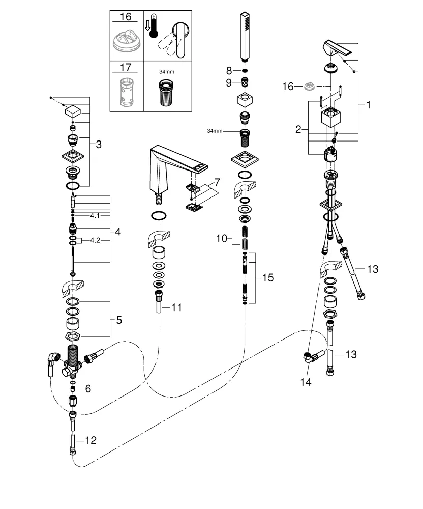 Grohe Allure Brilliant Private Collection 4-Loch-Einhand-Wannenkombination 29527, Griff in Vanilla Noir Ceasarstone, chrom Grohe Allure Brilliant Private Collection 4-Loch-Einhand-Wannenkombination 29527, Griff in Vanilla Noir Ceasarstone, chrom