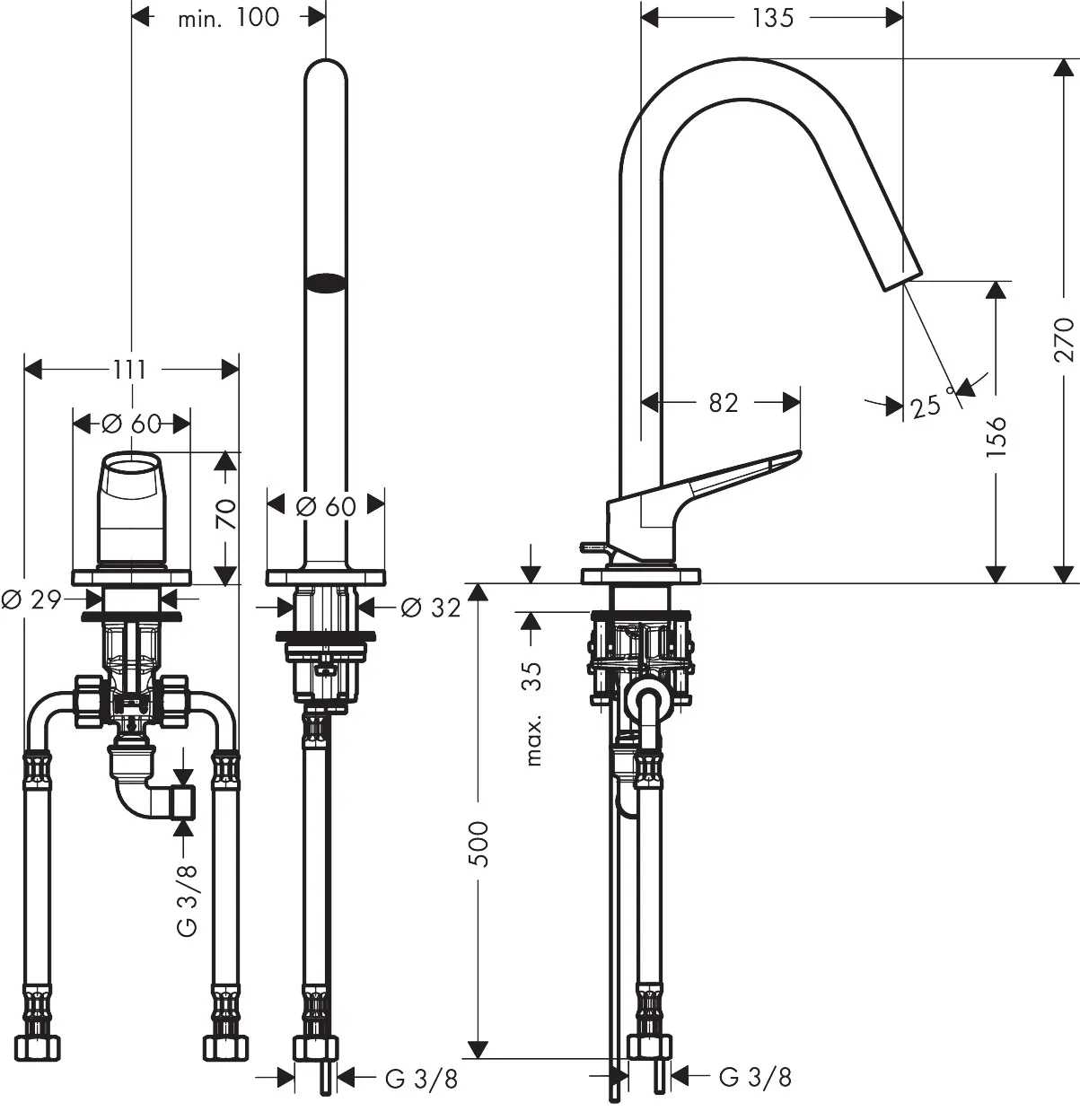 2-Loch Waschtischarmatur Axor Citterio M Standmodell chrom 2-Loch Waschtischarmatur Axor Citterio M Standmodell chrom