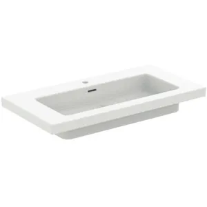 Waschbecken „Extra“ 101 × 51 × 15 cm, Hahnlochposition mittig in Seidenweiß