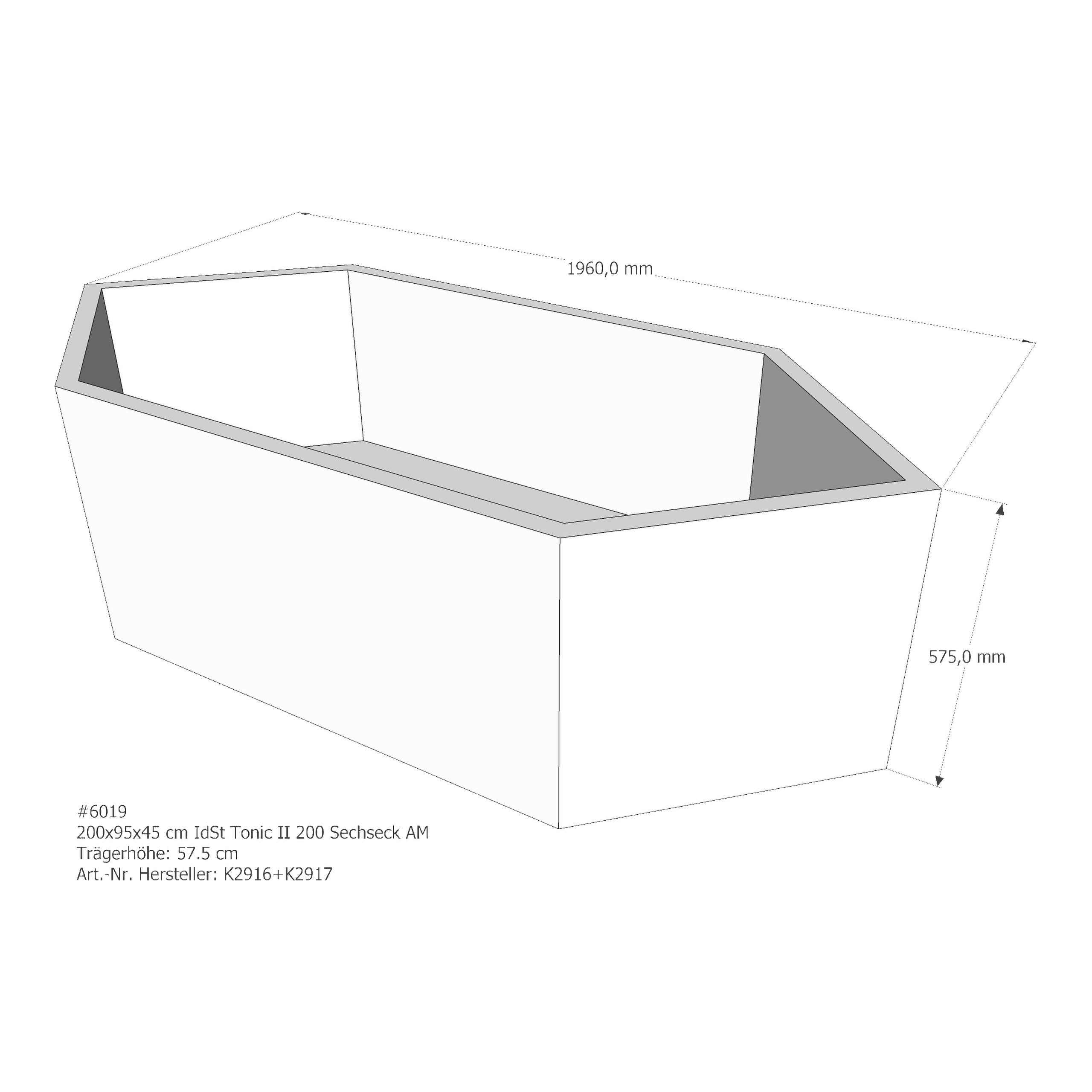 Badewannenträger für Ideal Standard Tonic II 200 Sechseck 200 × 95 × 45 cm