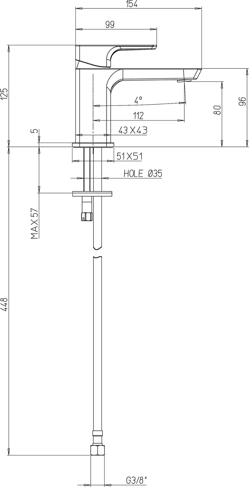 Einhand-Waschtischarmatur „Subway 3.0“ 15,4 cm Ausladung 112 mm in Chrom