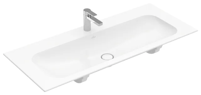 Villeroy & Boch Schrankwaschtisch aus TitanCeram „Finion“ 1200 × 500 × 160 mm, mit Hahnlochbohrung, Hahnlochposition mittig in Weiß Alpin, mit CeramicPlus Villeroy & Boch Schrankwaschtisch aus TitanCeram „Finion“ 1200 × 500 × 160 mm, mit Hahnlochbohrung, Hahnlochposition mittig in Weiß Alpin, mit CeramicPlus