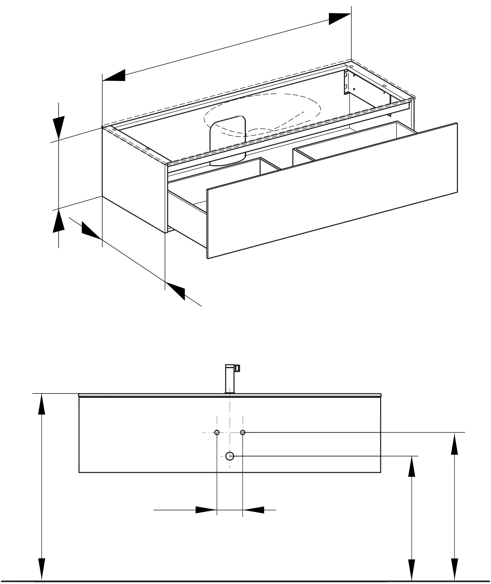 Edition 11 Waschtischunterbau mit Auszug u. Beleuchtung 1400 x 350 x 535 mm weiß/weiß WUB Edition 11 31261, 1 Auszug, Bel., weiß/weiß