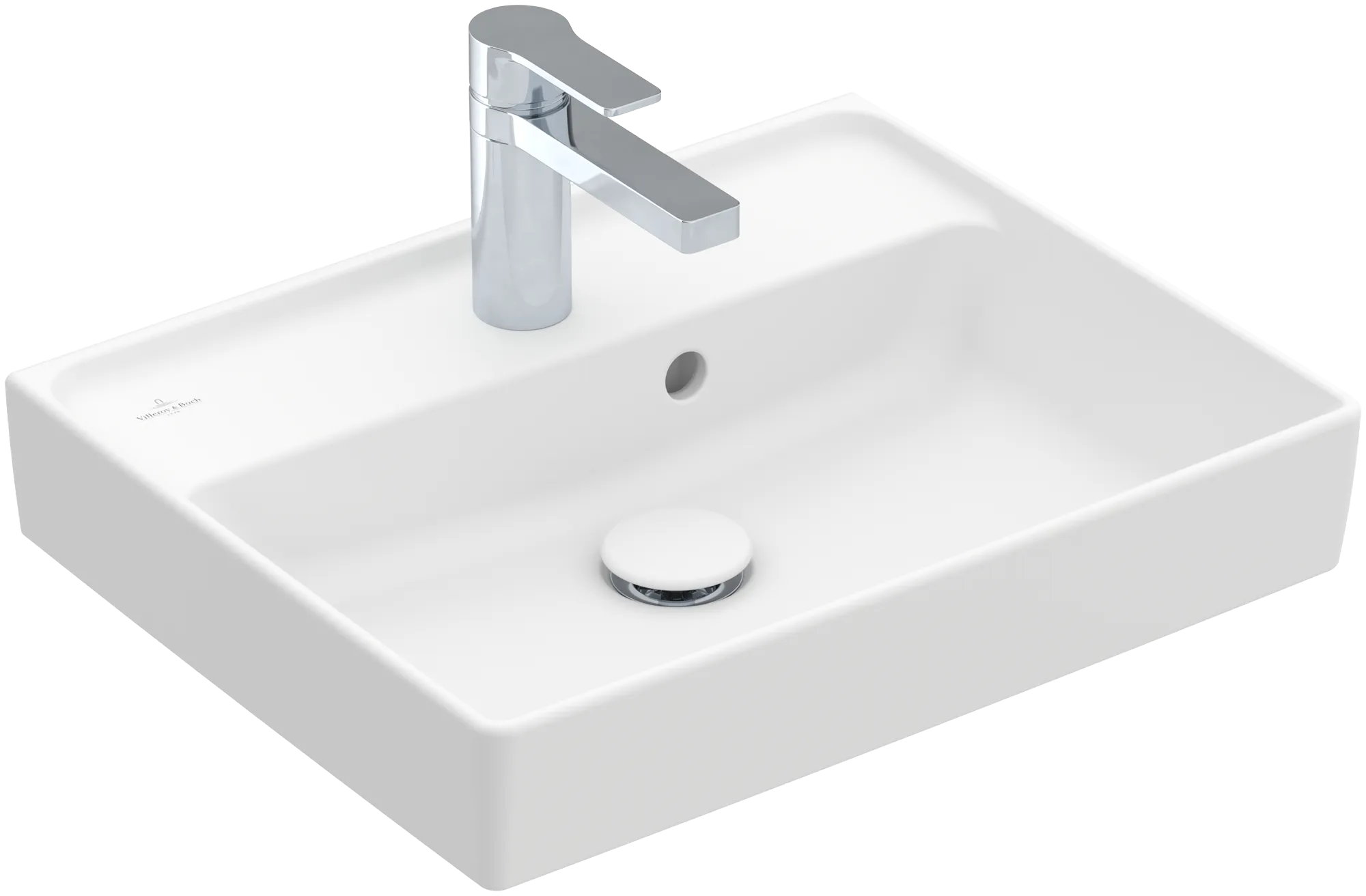 Villeroy & Boch Handwaschbecken Collaro, 500x400x150mm, Stone White CeramicPlus, Rechteck, TitanCeram, mit Überlauf