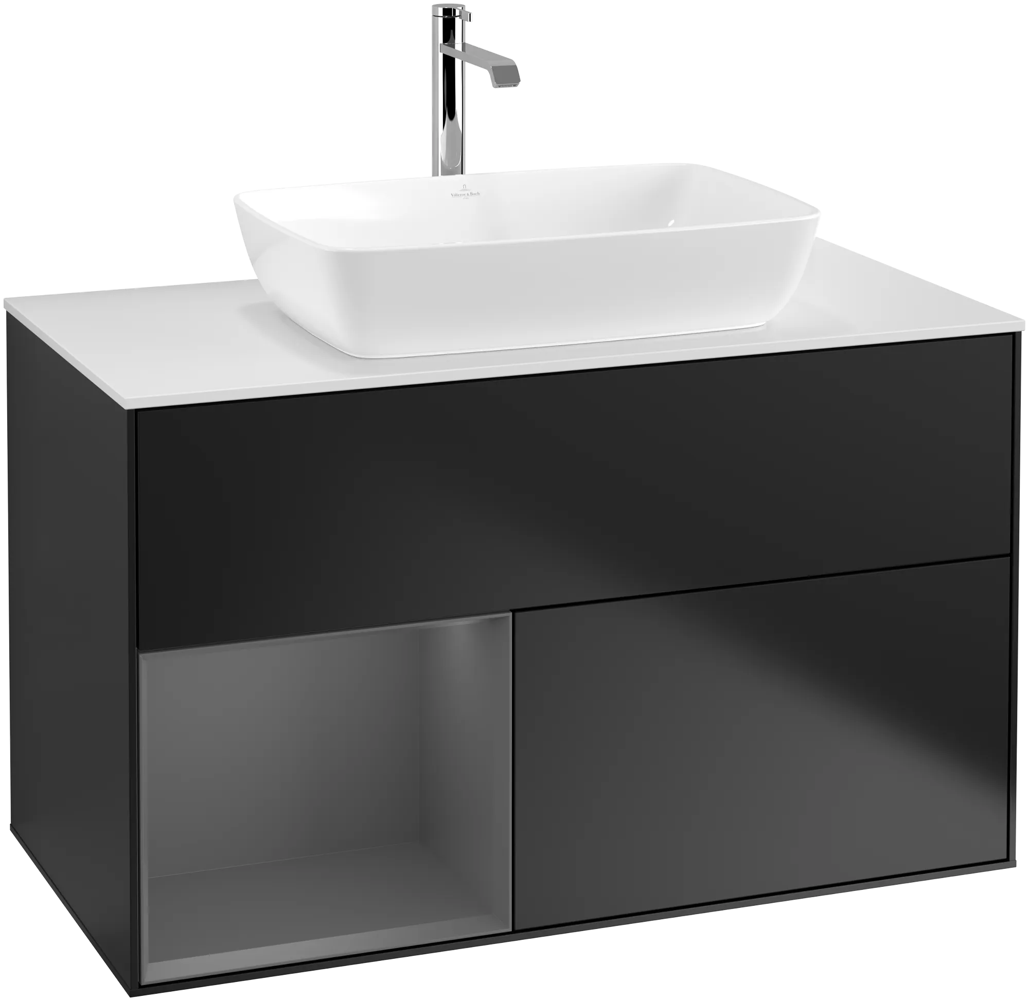 Villeroy & Boch Waschbeckenunterschrank Finion G77, 1000 x 603 x 501 mm, Black Matt Lacquer, mit Beleuchtung und Push-to-open Funktion Villeroy & Boch Waschbeckenunterschrank Finion G77, 1000 x 603 x 501 mm, Black Matt Lacquer, mit Beleuchtung und Push-to-open Funktion
